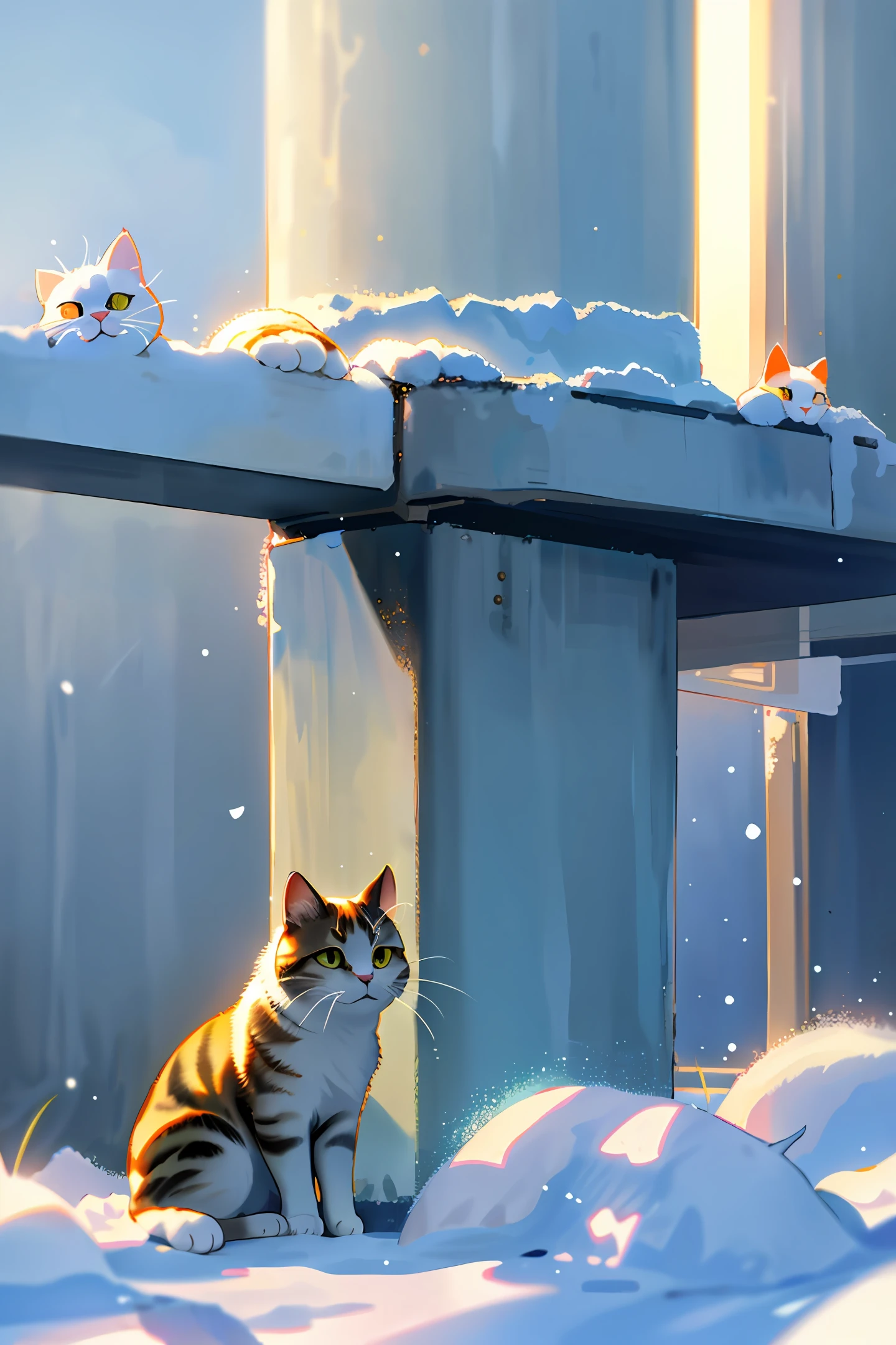 Cat, cute, romantic, goddess, lonely, high cold, sunshine, realism, ultra HD,