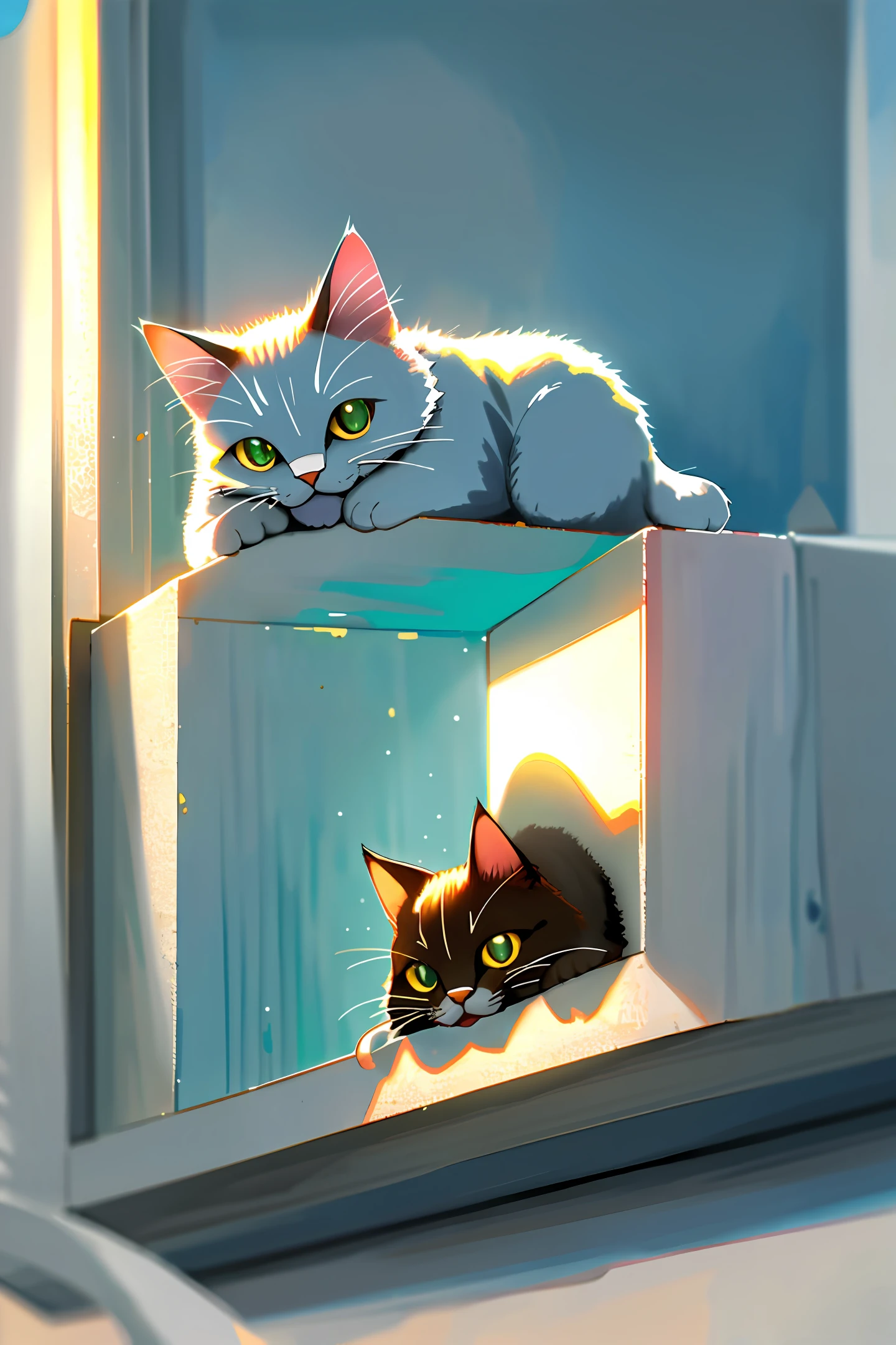 Cat, cute, romantic, goddess, lonely, high cold, sunshine, realism, ultra HD,