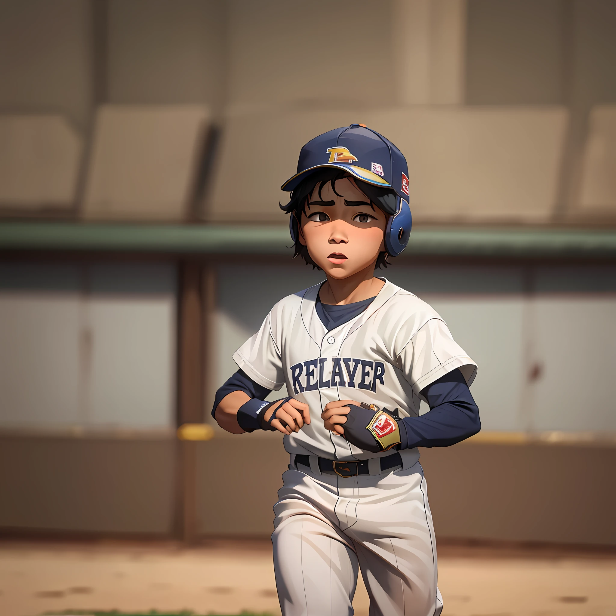 A young boy plays baseball in Koshien