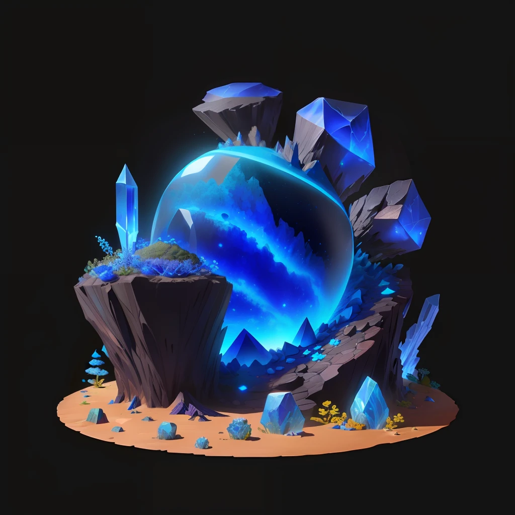 anthill made from Azurite stone, gamedesign, dimetric view, high quality, transparent background