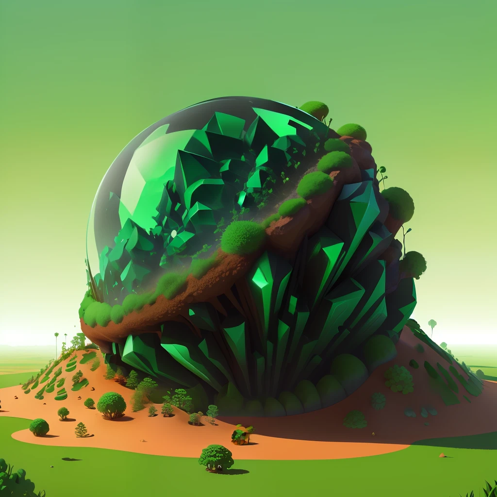 anthill made from Malachite, gamedesign, dimetric view, high quality, transparent background