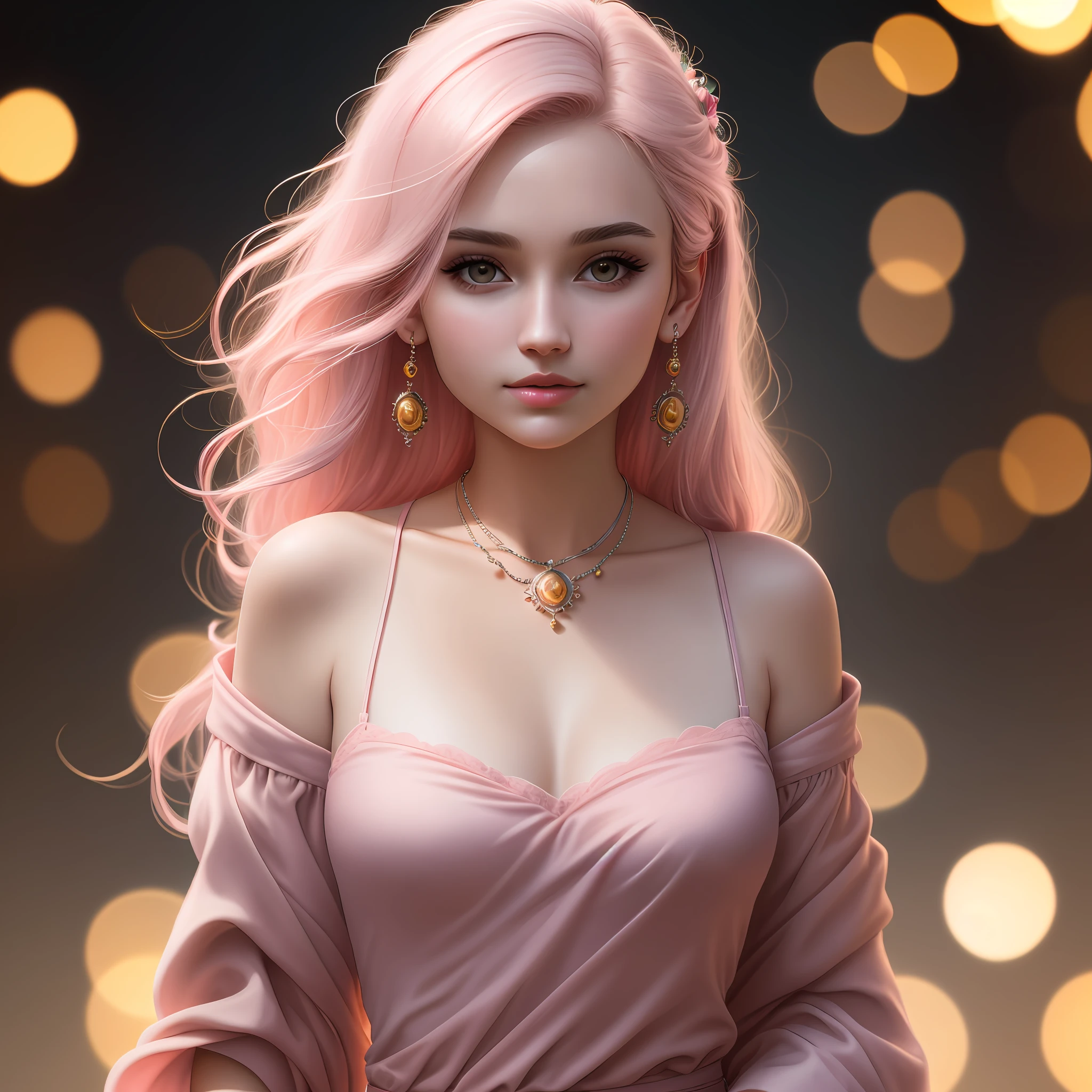Top Quality, Masterpiece, High Definition, 1girl, , Hair Ornament, Necklace, Jewelry, Beautiful Face, upon_body, Tyndall Effect, Photorealistic, Dark Studio, Rim Lighting, Two-Tone Lighting, (High Detail Skin: 1.2), 8k UHD, DSLR, Soft Lighting, High Quality, Volumetric Lighting, Candid, Photography, High Resolution, 4k, 8k, Bokeh, small-breasted, (light pink lips),