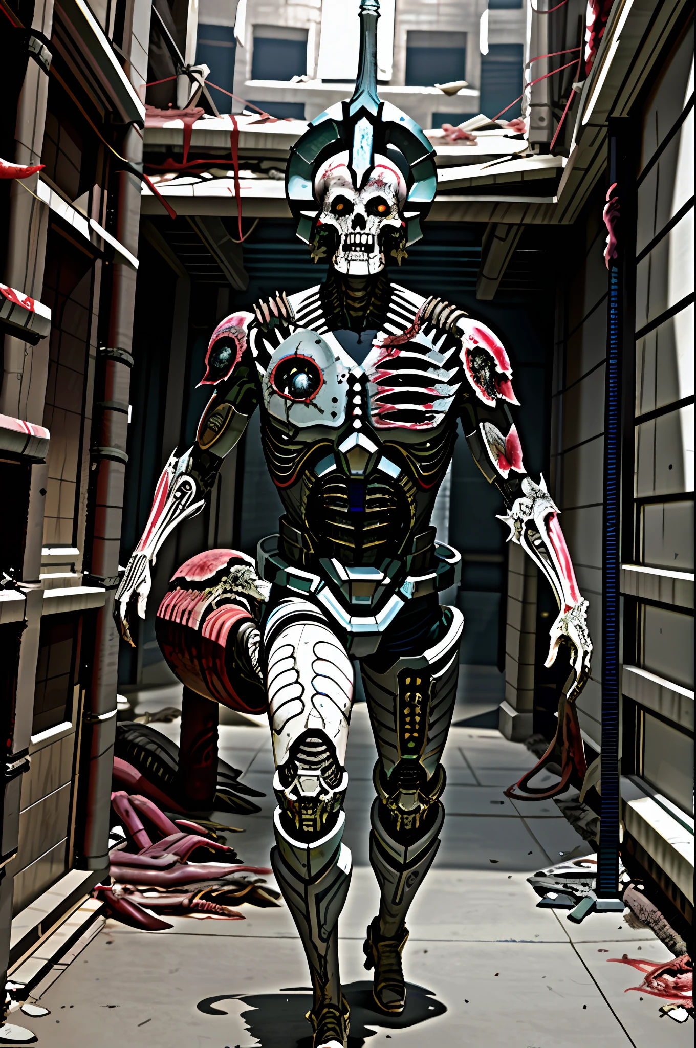best quality, high resolution, distinctive image, SUMERIANS, giger, viscera, post-apocalypse, peeled flesh, guro, broken creature, dead man