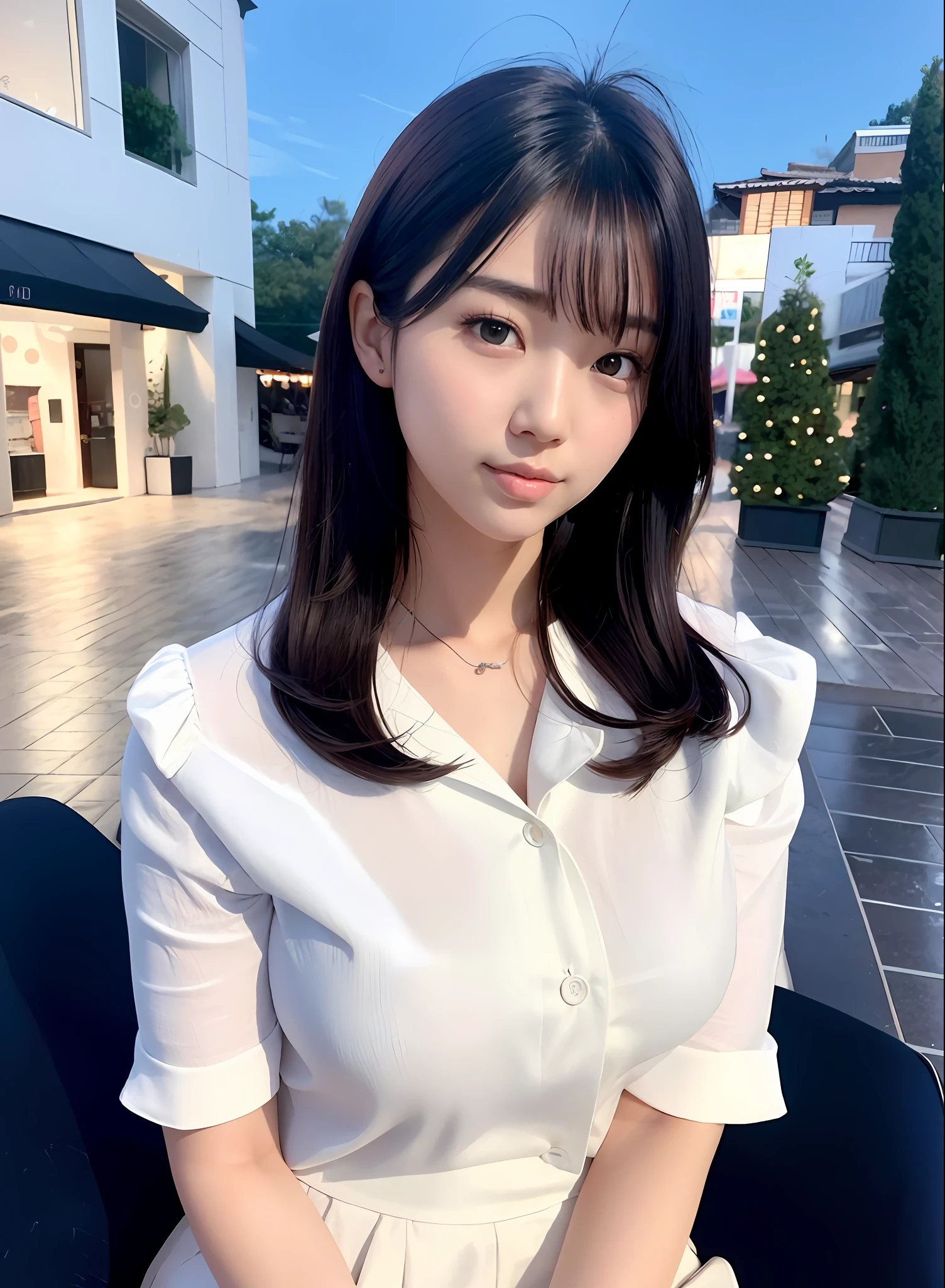 araffe woman sitting on a chair in a white shirt, gorgeous young korean woman, korean girl, white hime cut hairstyle, beautiful south korean woman, 奈良美智, beautiful young korean woman, smooth white tight clothes suit, ulzzang, young cute wan asian face, with short hair, girl cute-fine-face