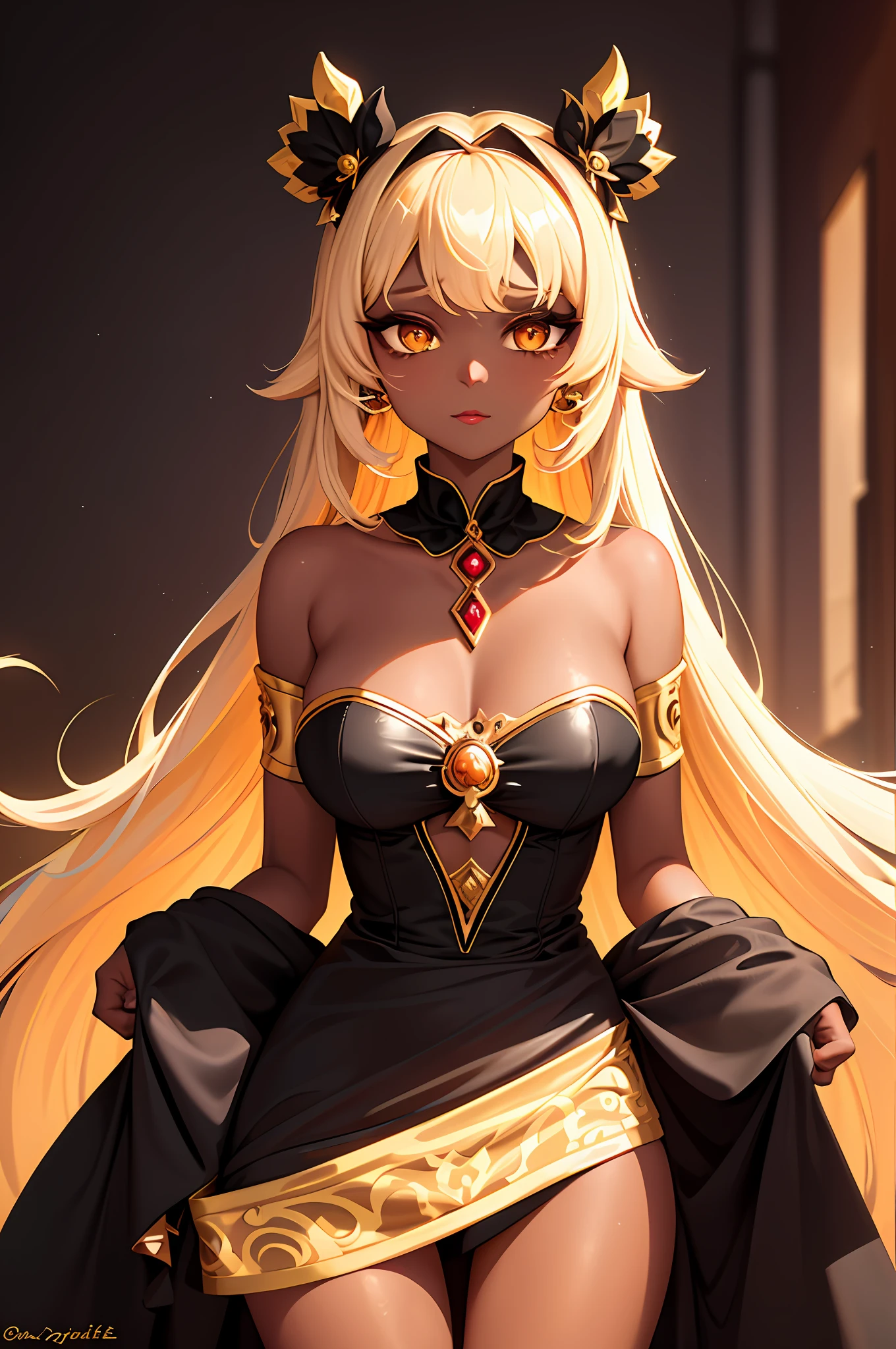 (PrincessCoffee girl) ,gold eyes ,(dilated pupils), (Whipped) surrounded by warm and seductive coffee steam. She has luminous(( light dark skin ))and a tantalizing camel-t , she embodies the perfect mix of seduction and power in the coffee world ,