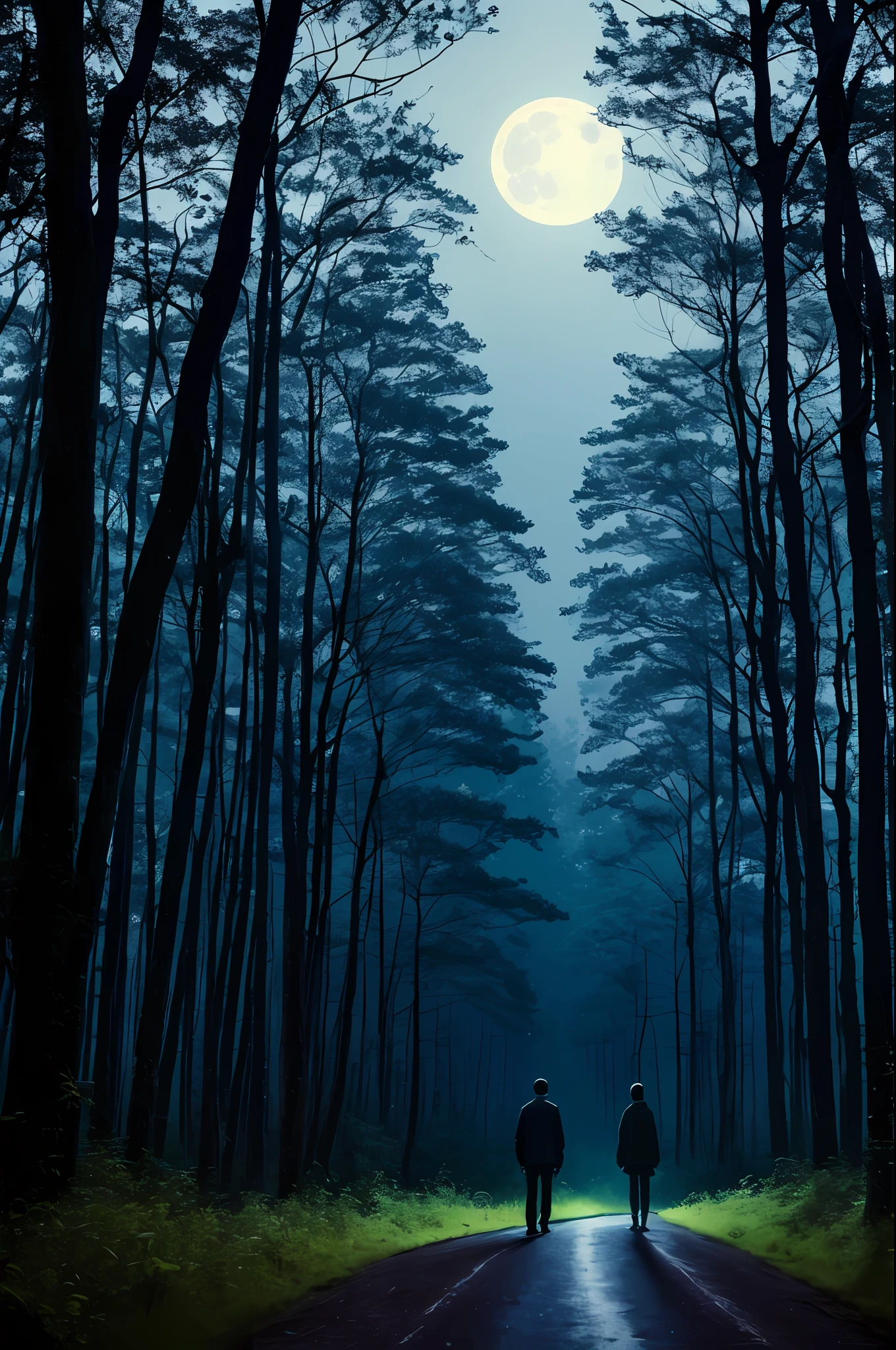 We didn't understand anything. Just make your way through the dark forest. The moonlight illuminates the road faintly. Only the sound of trees swaying in the wind can be heard clearly. Strangely, there was no anxiety, but I could sense that an unknown gaze was catching us.