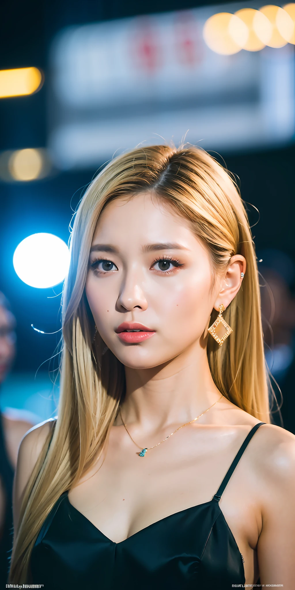 masterpiece, realistic, photo, photorealistic, 8k, cinematic, details, female, kpop idol, modern style, beautiful girl, detailed face, blonde hair, earrings, film grain, cinema lights, shadow, fuji superia 400, iso 400, dslr, hasselblad, fujifilm, best shadow, highest quality, (RAW photo), hdr, 50mm lens, cinematography, professional photography by Mark Mann,David Lazar, Maja Topčagić and Dani Diamond, looking at viewer