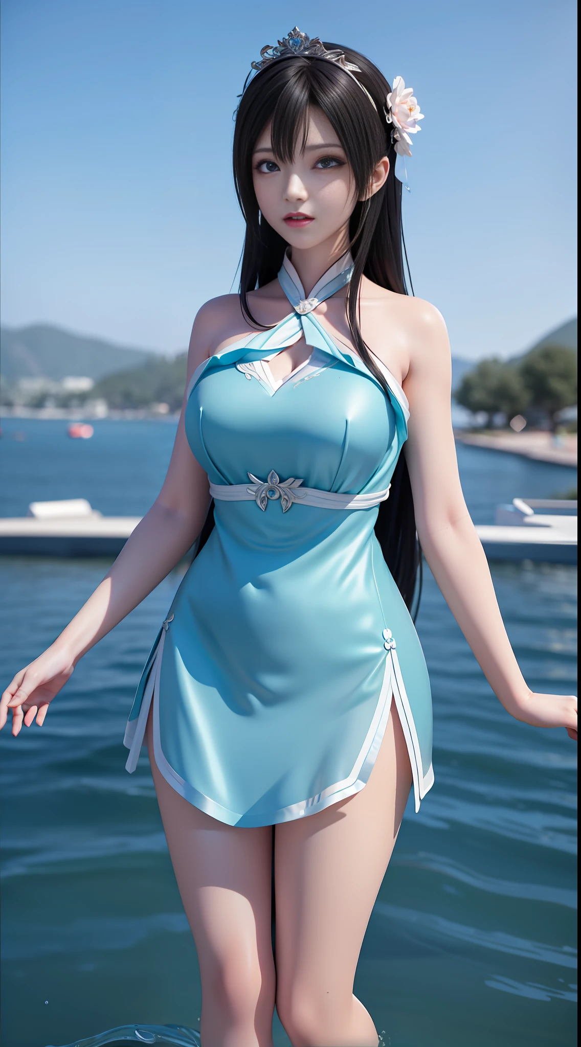 (Masterpiece, Top Quality, Clear), Anime, 3D, Exposed, Water, Perfect, 4K, Big, Goddess, Doujin, Foggy,