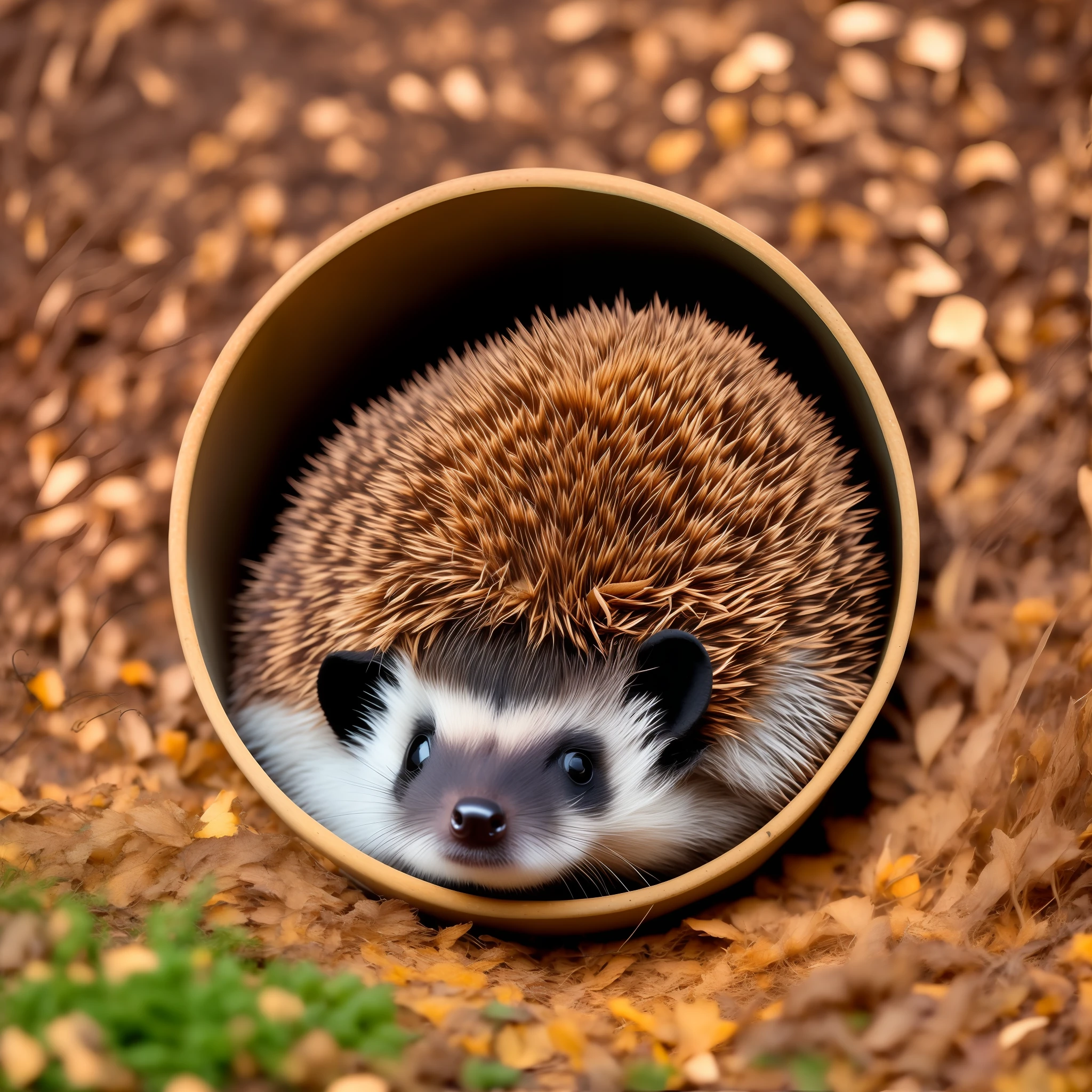 curled up little hedgehog