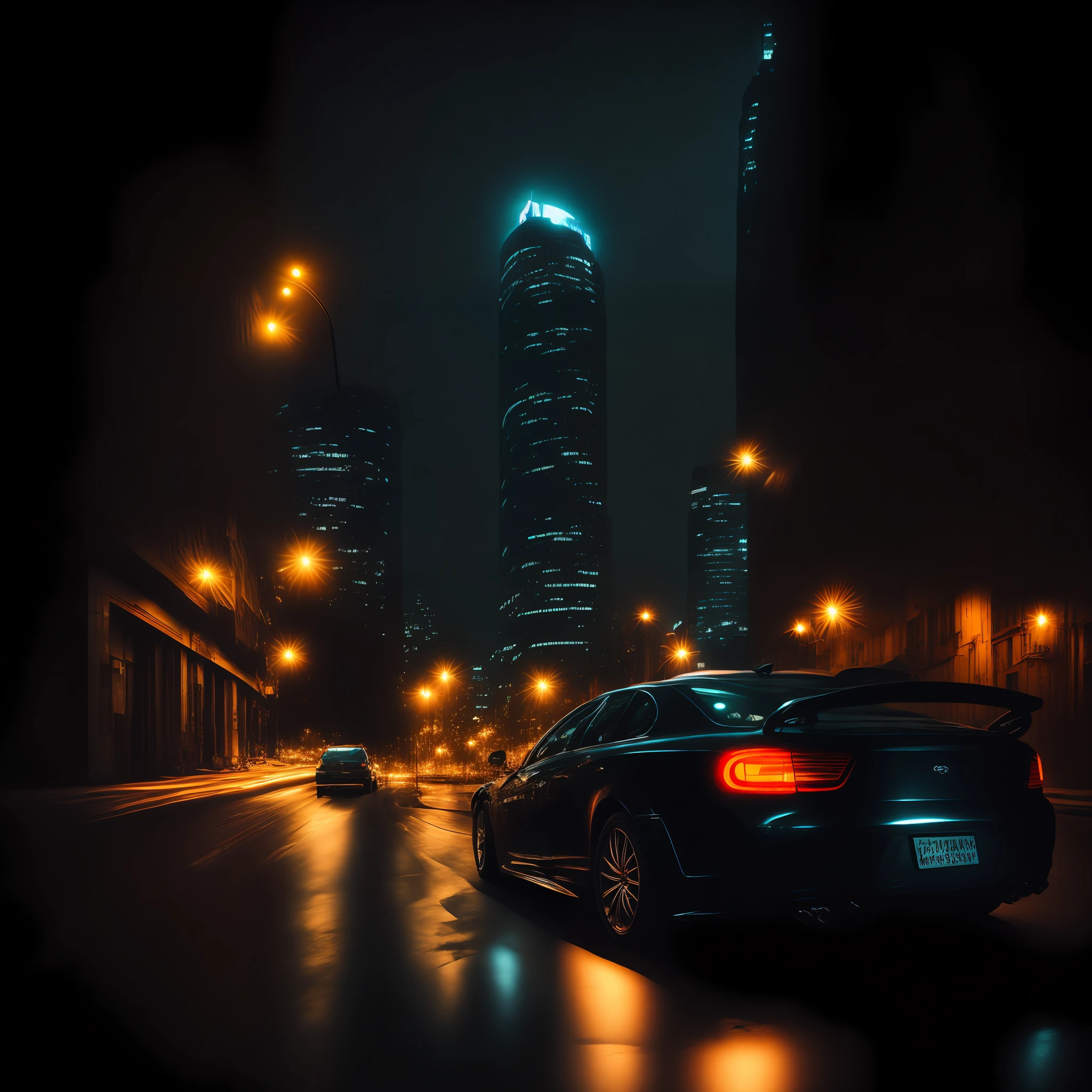 car, night, city, real photo