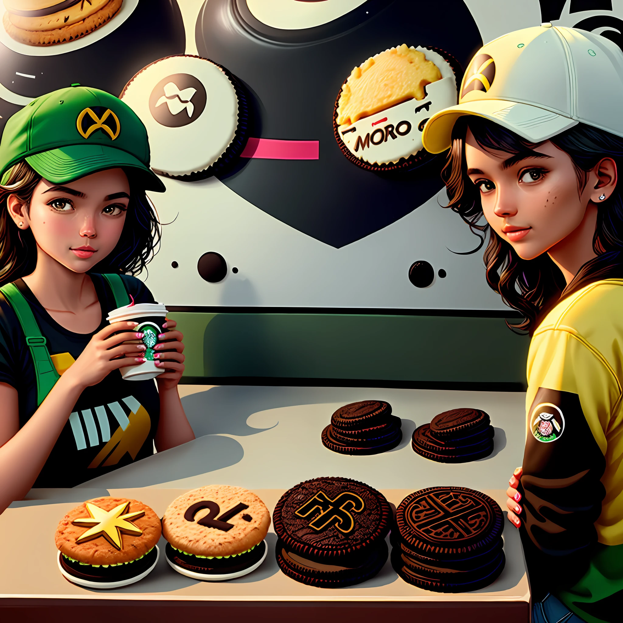 Starbucks logo mixed with oreo and McDonald's