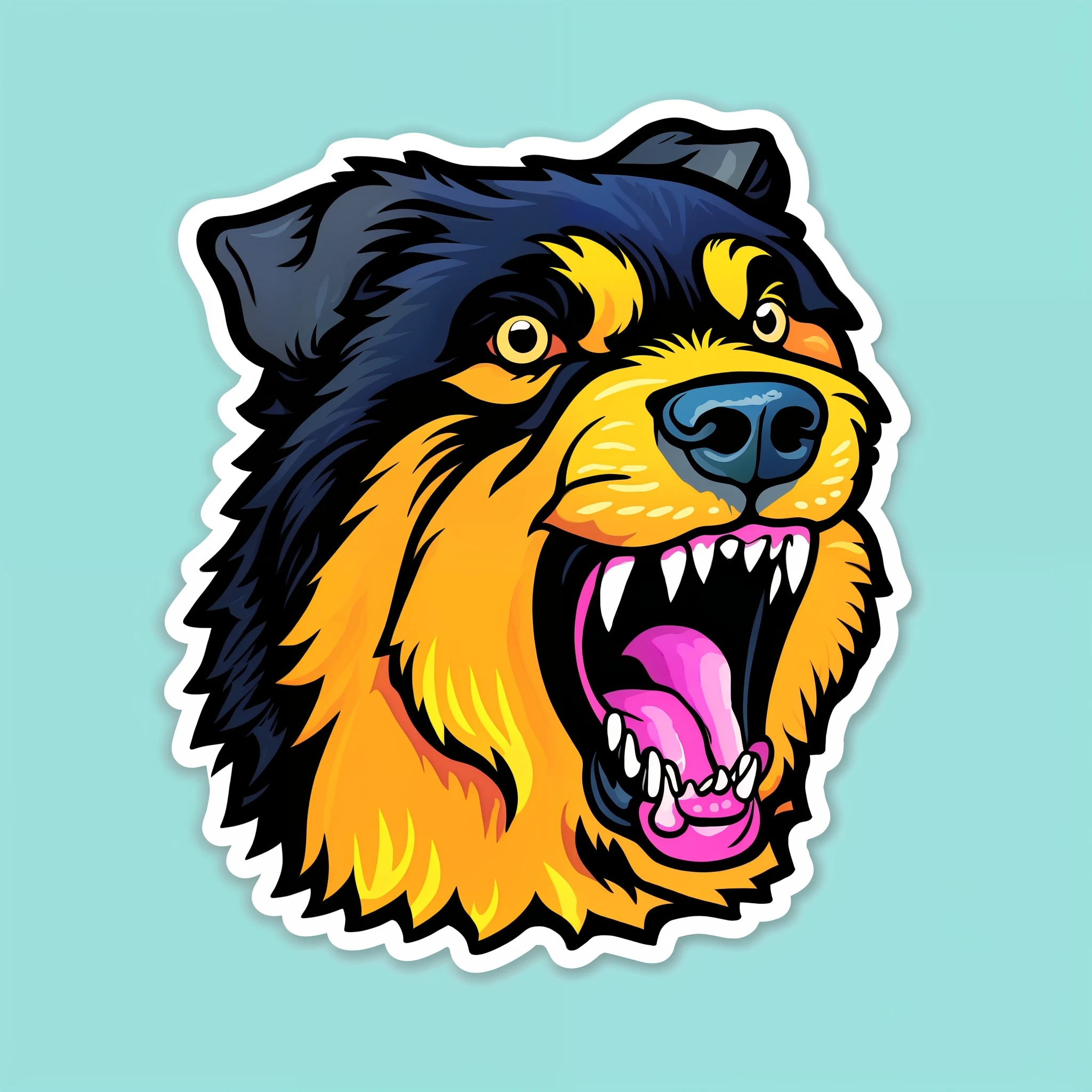 STICKER, A detailed illustration a print of vivid cute rottweiler puppy head, fantasy flowers splash, vintage t-shirt design, in the style of Studio Ghibli, dynamic flora pastel tetradic colors, 3D vector art, cute and quirky, fantasy art, watercolor effect, bokeh, Adobe Illustrator, hand-drawn, digital painting, low-poly, soft lighting, bird's-eye view, isometric style, retro aesthetic, focused on the character, 4K resolution, photorealistic rendering, using Cinema 4D,