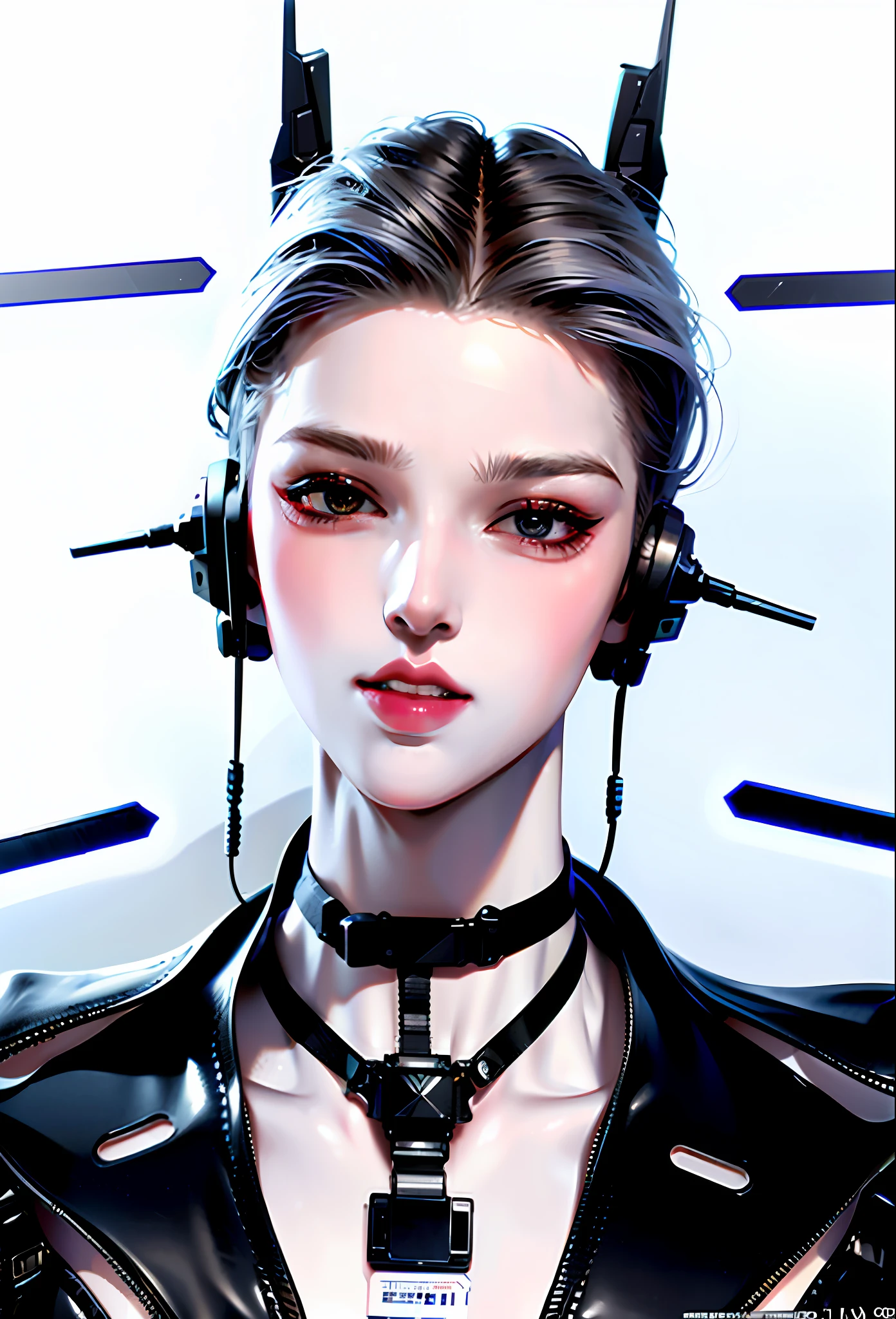 (Cyberpunk: 1.4), (Realistic: 1.4), (Best Quality: 1.0), (Ultra High Resolution: 1.0), 8K, RAW Photo, (Masterpiece: 0.2), Ultra Detail, A Handsome Boy, Pale Skin, Detailed Skin, Look at the audience, technology, spaceship,