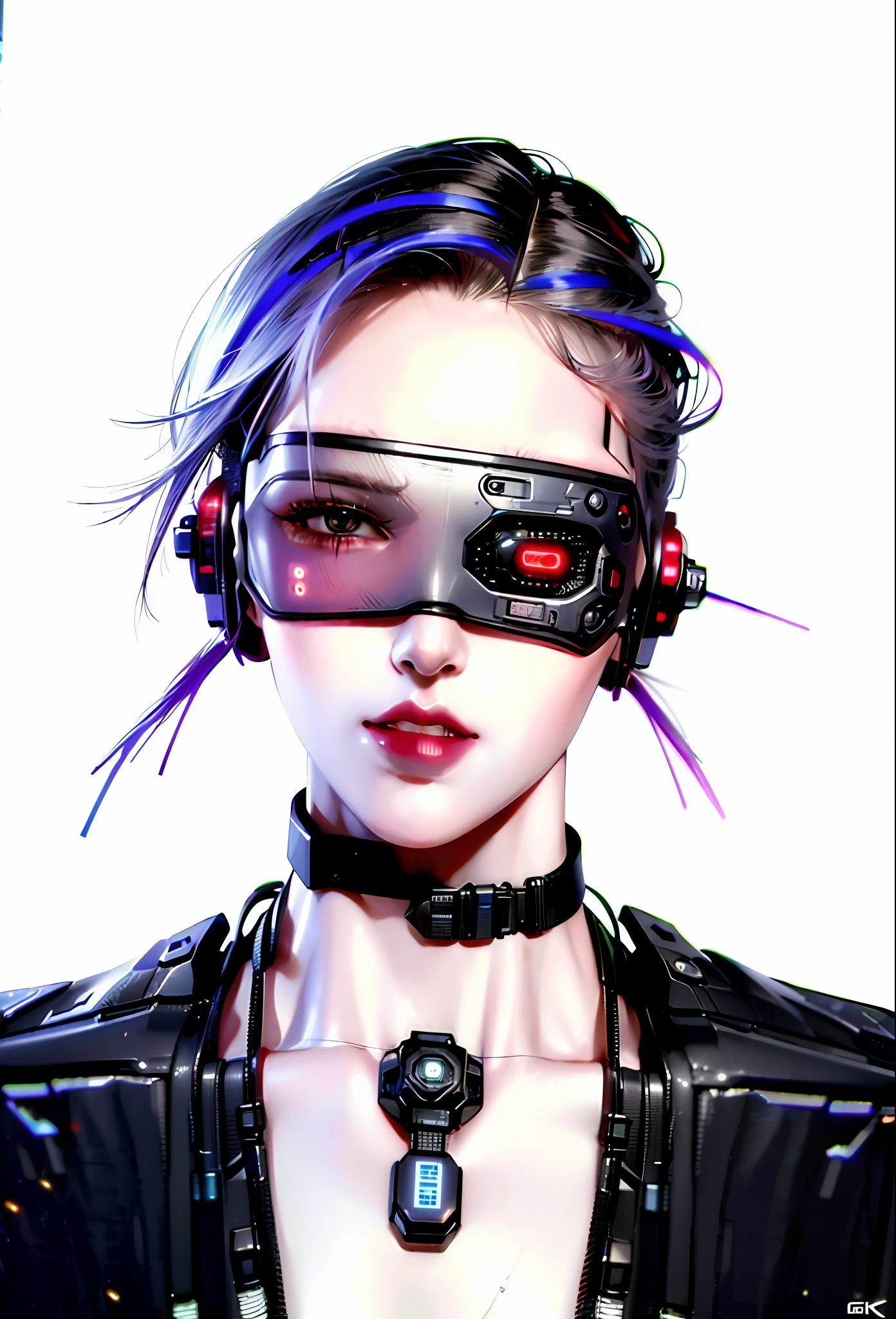 (cyberpunk:1.4), (photorealistic:1.4), (best quality:1.0), (ultra highres:1.0), 8k, RAW photo, (masterpiece:0.2), ultra-detailed, 1boy, pale skin, detailed skin, looking In the audience, on the pillow, on the bed,
