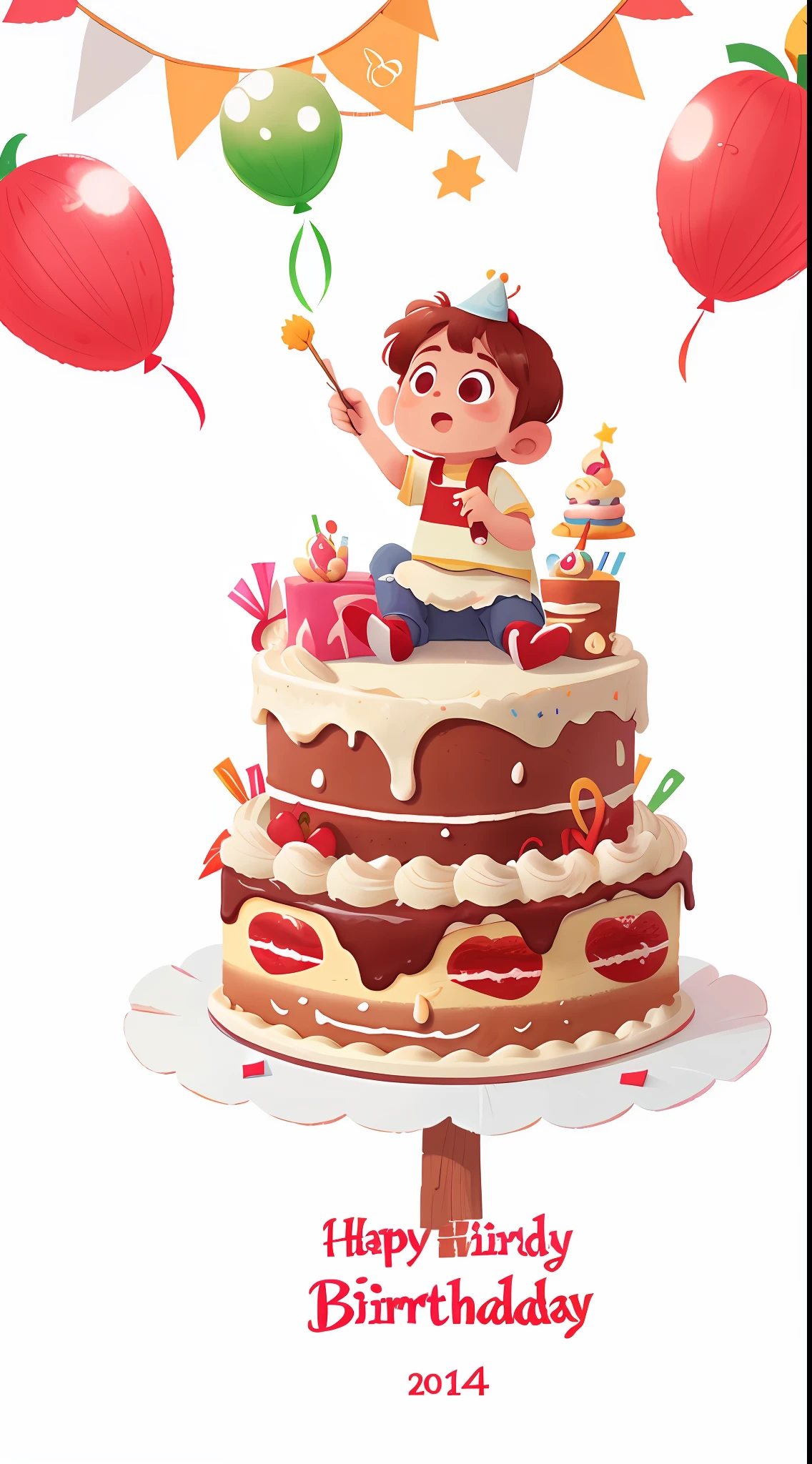 Birthday cake with white background