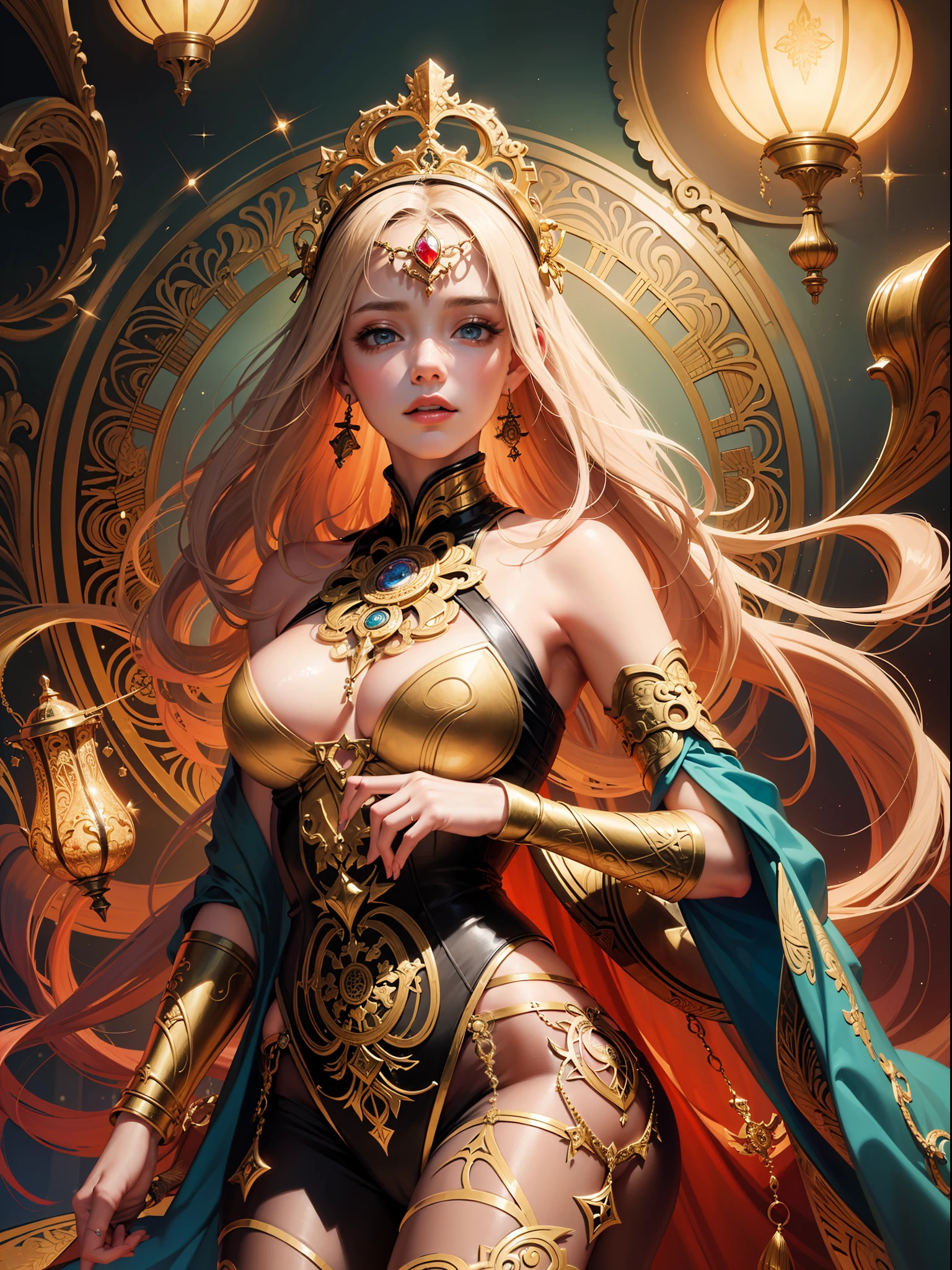 (masterpiece, top quality, best quality, official art, beautiful and aesthetic:1.2), (1girl), extreme detailed,colorful,highest detailed, official art, unity 8k wallpaper, ultra detailed, beautiful and aesthetic, beautiful, masterpiece, best quality, (zentangle, mandala, tangle, entangle) ,holy light,gold foil,gold leaf art,glitter drawing, PerfectNwsjMajic