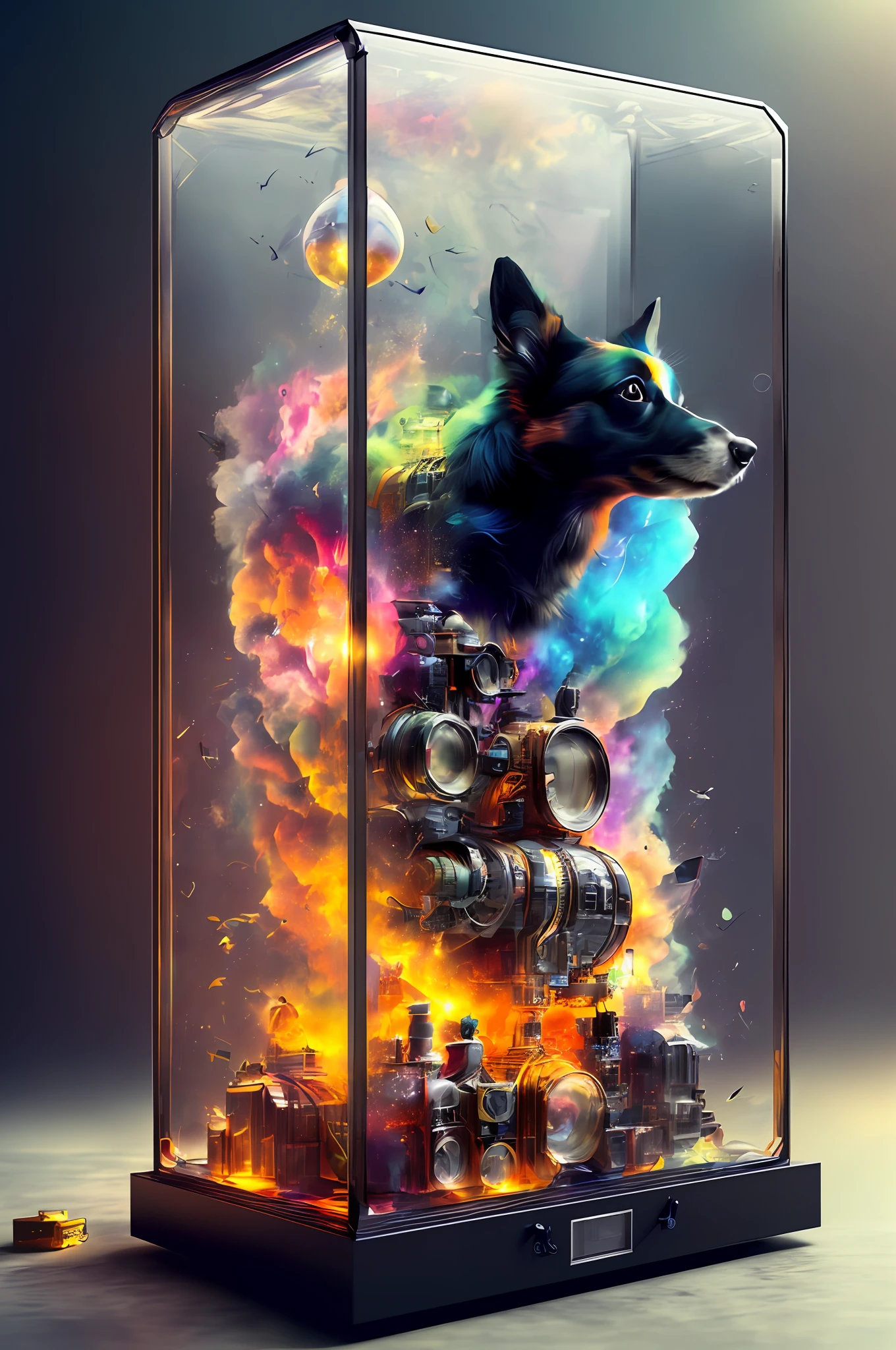 knollingcase,  pomeranian dog,  (((vibrant, photo realistic, realistic, dramatic,  sharp focus, 8k)))