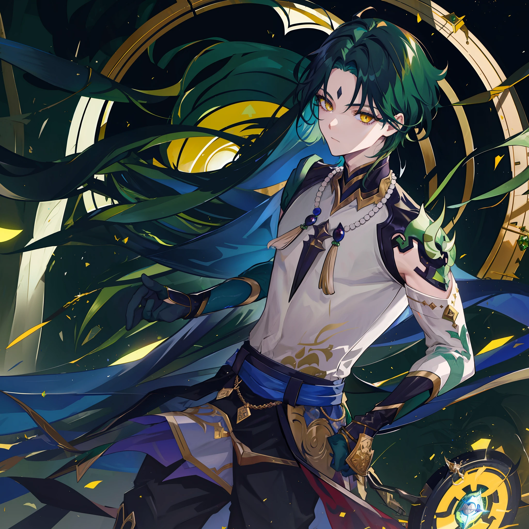 1boy,dark green hair,best quality,masterpiece,extremley,yellow eyes,male focus,beautiful eyes,