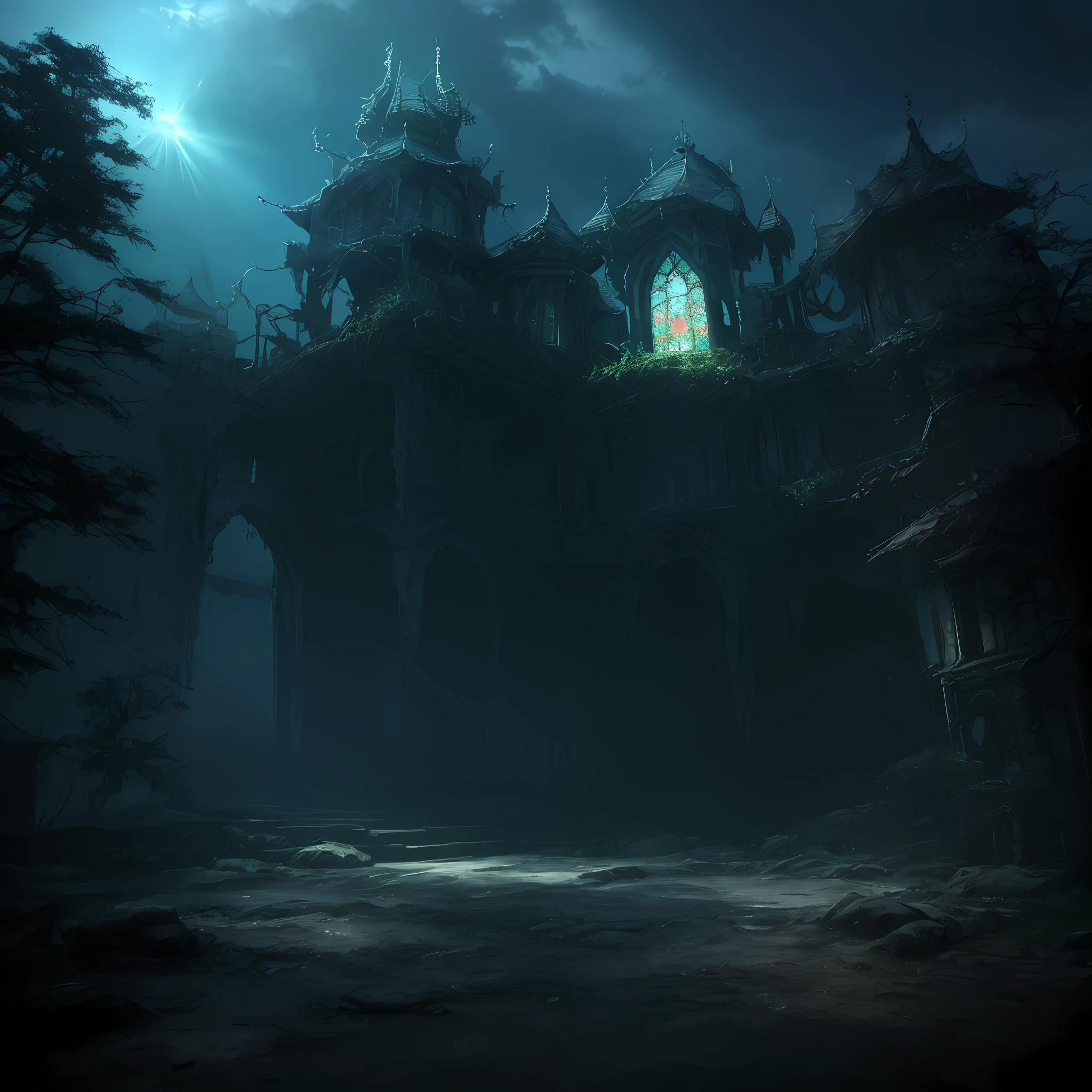 Realm of dreams, ugly traces, bright light, clear light from above,