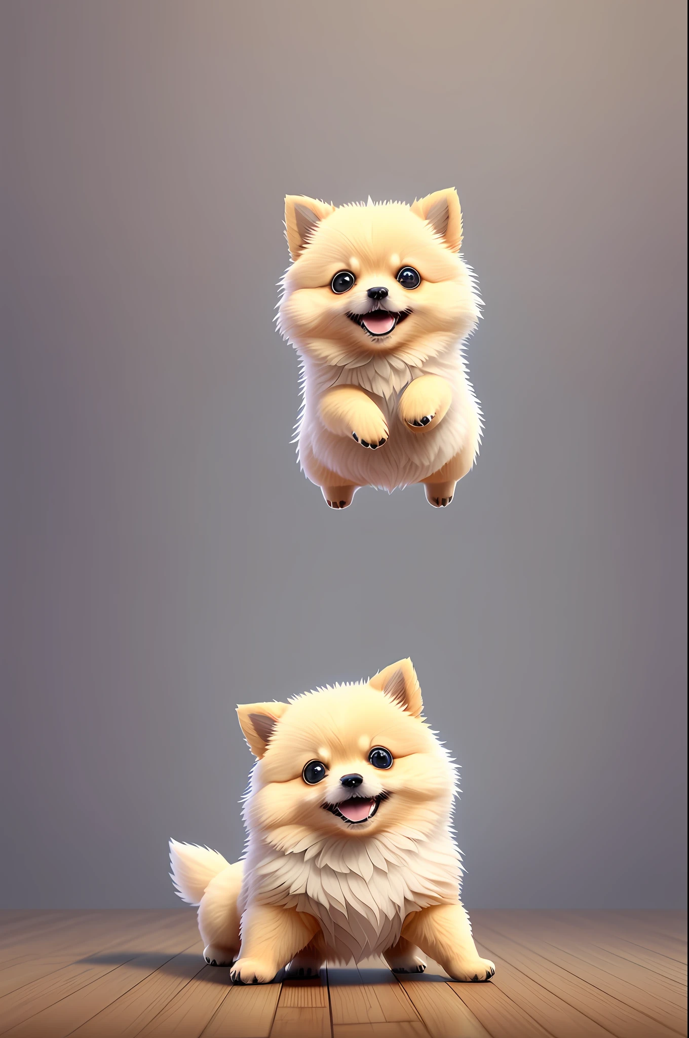 Cute adorable little pomeranian dog waving and smiling greeting me, unreal engine, cozy interior lighting, art station, detailed digital painting, cinematic, character design by mark ryden and pixar and hayao miyazaki, unreal 5, daz, hyper realistic, octane render, 3DMDT1