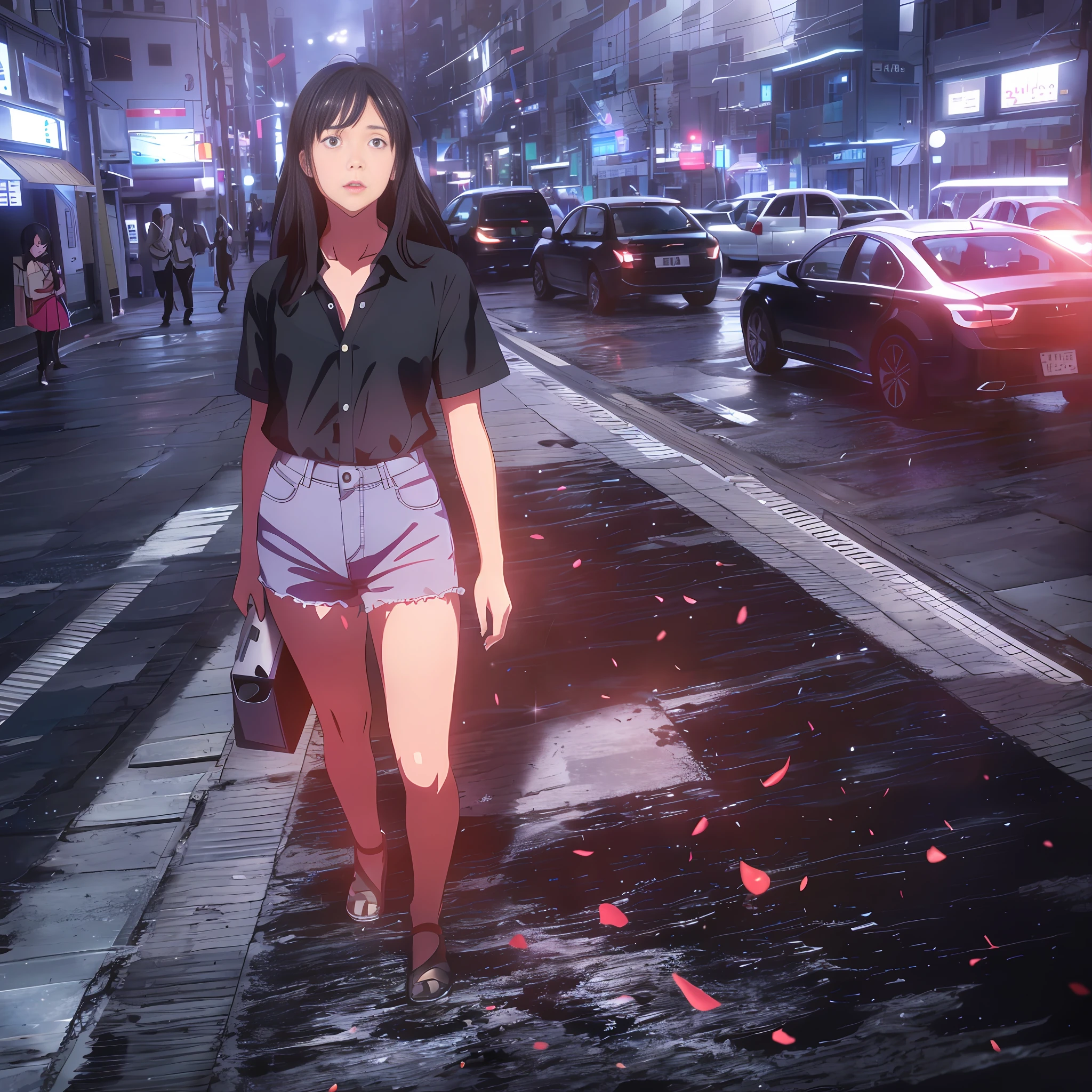 (8k, RAW photo, best quality, masterpiece: 1.2), (realistic, photorealistic: 1.37), Anime girl with black hair and bow tie in a room, her name movie style, Anime Your Name, in anime movie, kimi no na wa, high quality anime movie still, Makoto Shinkai style, anime movie screenshot, with index finger, anime movie still, anime still, rin, anime still shishini anime movie, screenshot of anime movie.