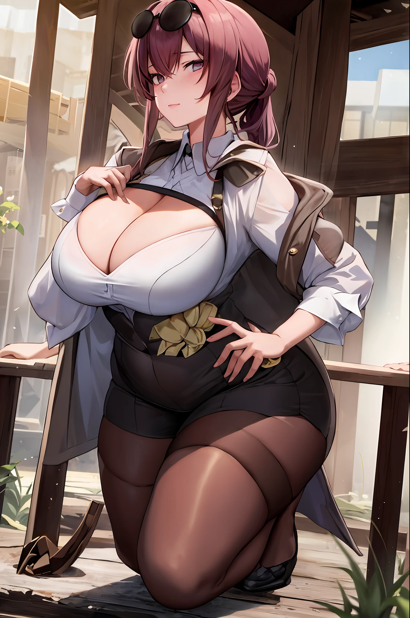 1 Girl, Masterpiece, (Big Breasts: 1.3), Dew Point, Full Body, Seductive Squat, Cleavage, Splendor, 8k, Semi-Realistic, 4k, RTX, Shader, Excellent Texture Works