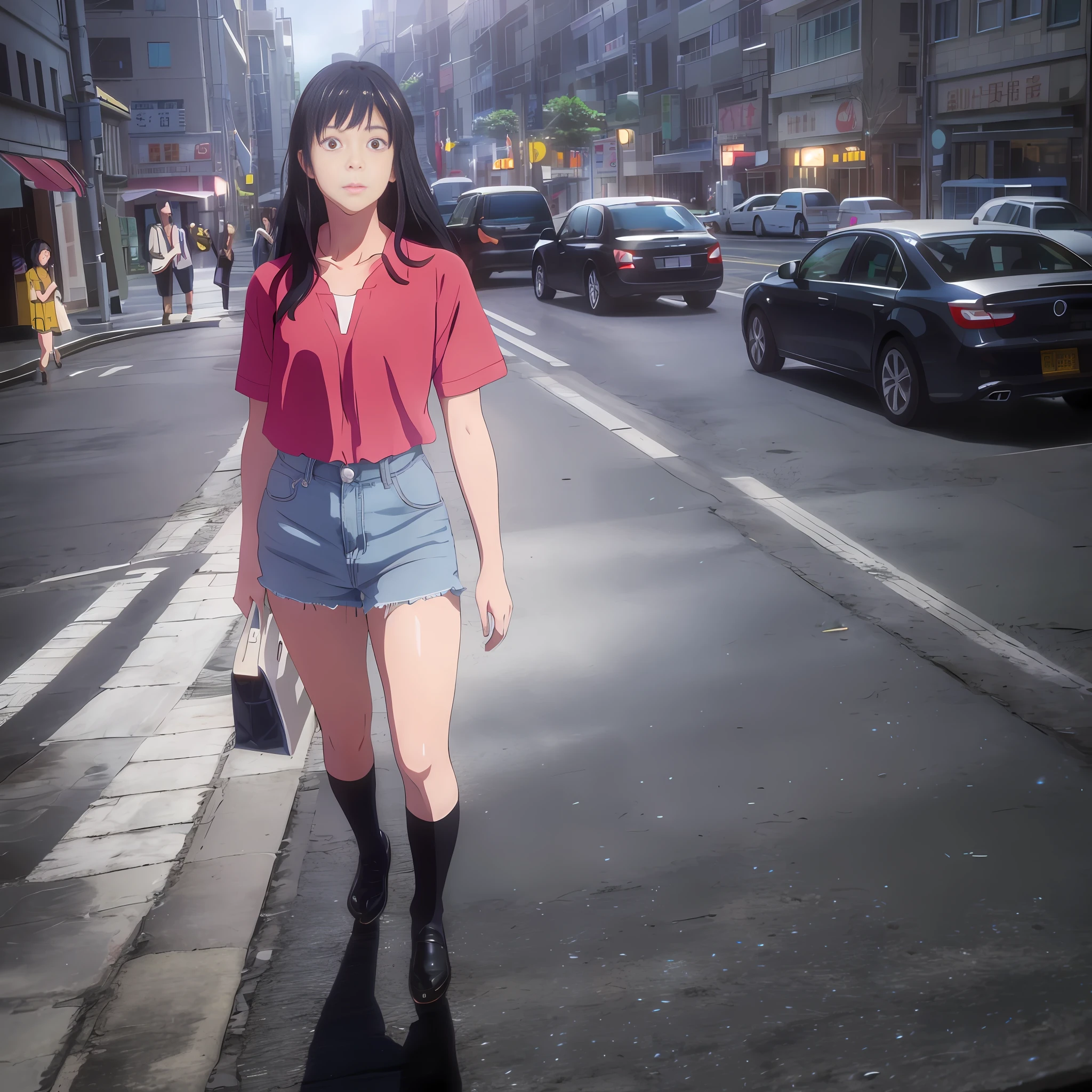 (8k, RAW photo, best quality, masterpiece: 1.2), (realistic, photorealistic: 1.37), Anime girl with black hair and bow tie in a room, her movie style name, big eyes, Anime Your Name, in anime movie, kimi no na wa, high quality anime movie still, Makoto Shinkai style, anime movie screenshot, with index finger, anime movie still, anime still, rin, anime still shishiki anime movie, screenshot of anime movie.