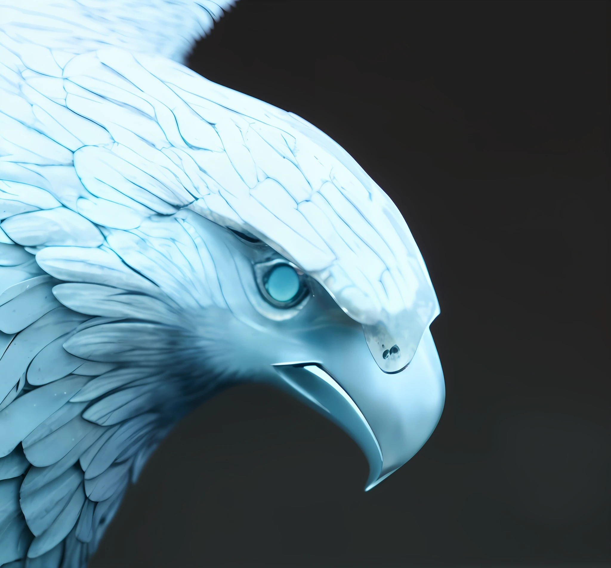 Majestic Hawk Head carved in wood, 4k, HDR, realistic on a silver ball, There is a silver sculpture of a hawk head on a tree stump, made of shiny white metal, made of shiny silver, metal art, hawk, hawk head, surreal metal sculpture, second hawk head, metal sculpture, metal sculpture, silver, highest detail, award-winning sculpture, new sculpture, made of brushed steel, realistic metal reflections, chrome art