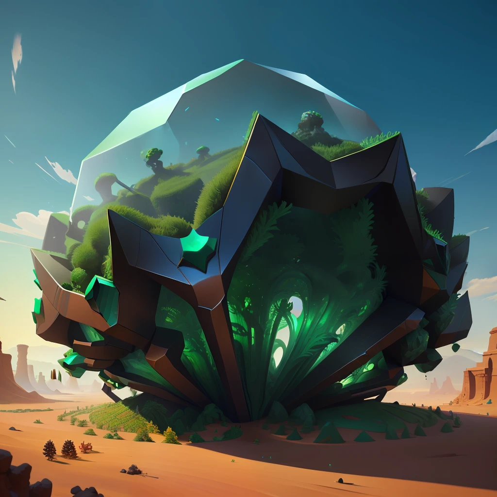 anthill made from Malachite, gamedesign, dimetric view, high quality, transparent background
