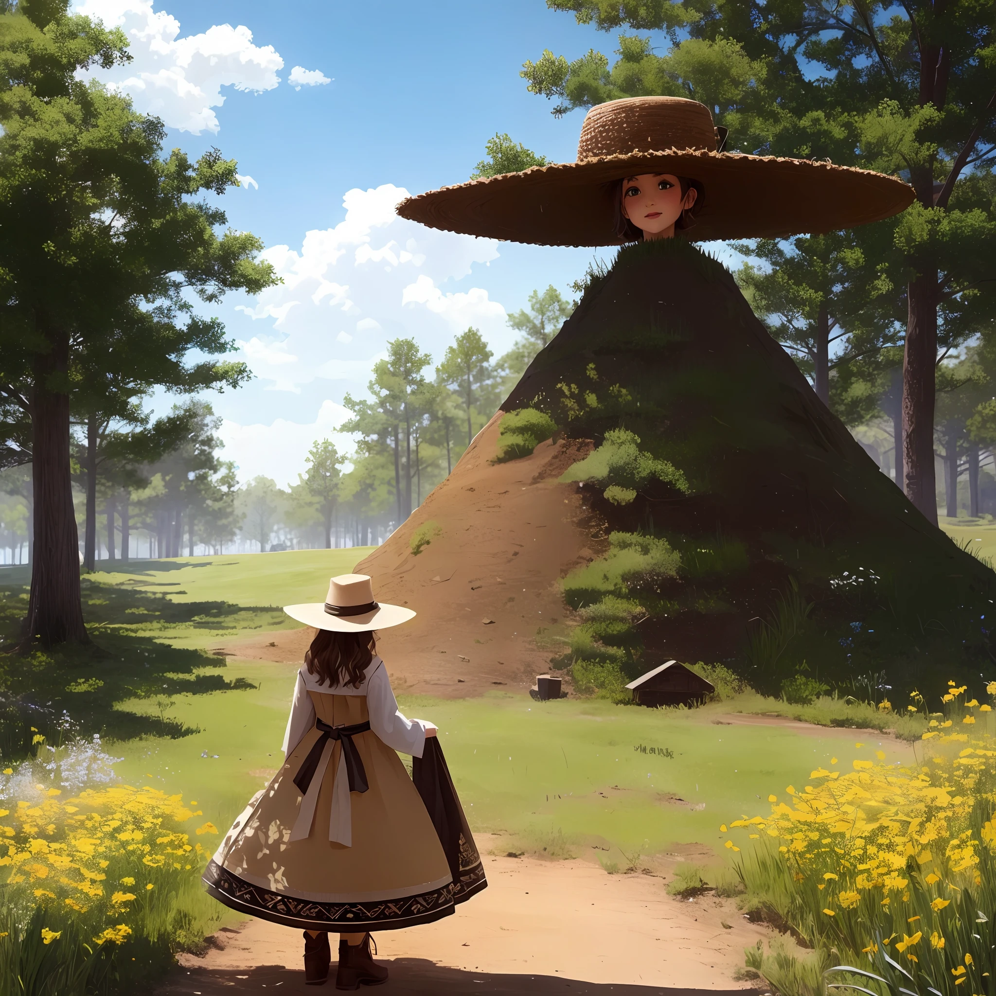 big cowboy hat used as an anthill
