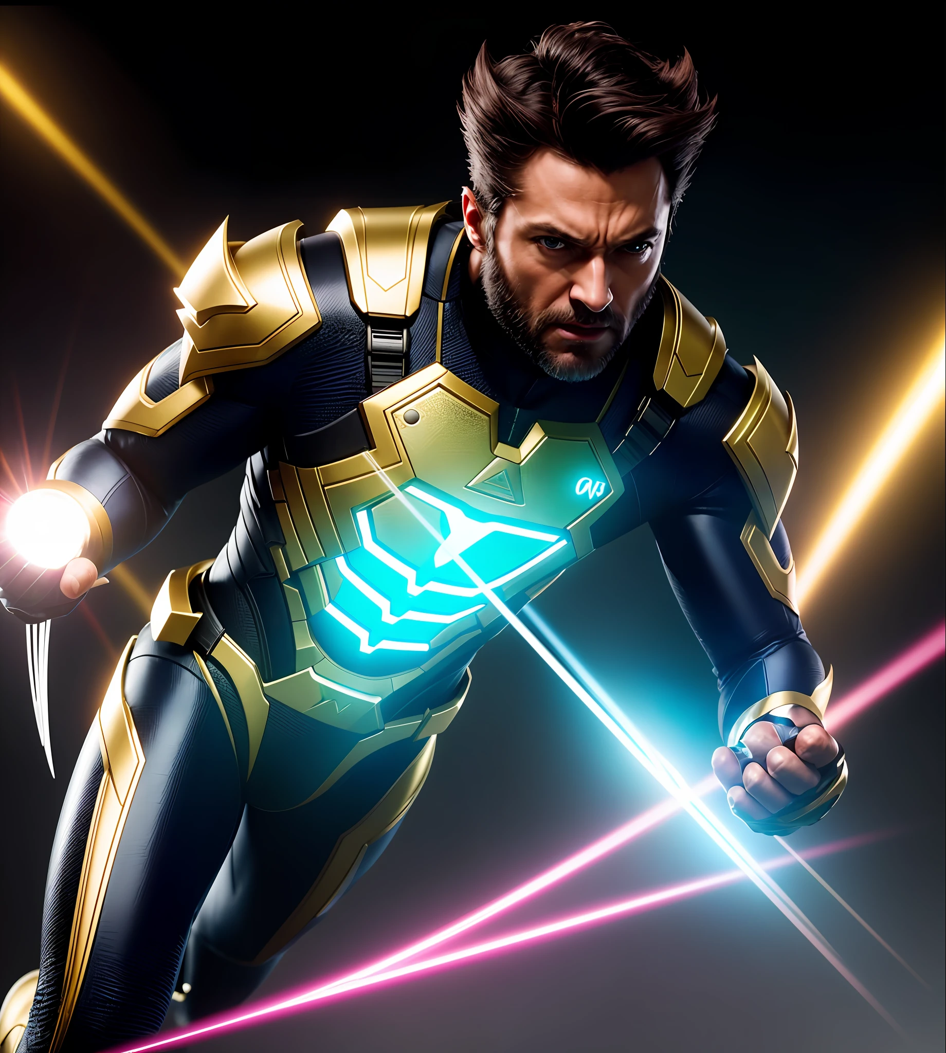 wolverine X-MEN, perfect proportions face, portrait, pink neon tones on black background, iridescent colors, UHD, details, insane details, hyper detailed, micro details, photorealistic, realistic, hyper realistic, golden proportion, ornate, textured, light, natural light, natural lighting, volumetric lighting, hard detail, reflections traced by rays, ultra realistic, maximalism, octane rendering, 3d, volumetric lighting, cinematic lighting, photorealism, high contrast, lighting, extremely detailed, epic scene, cinematography, hyperdetailed, elegant, mythical, ethereal, intricate, elaborate, hyperrealism, 200mm, UHD, 32k, 16k, 8k, 3d shading, tone mapping, global ray tracing lighting, diffraction grid, crystalline, lumen reflections, super resolution, gigapixel, color grading, retouching, enhanced, art station, weta digital, digital art PBR, blender, V-ray, Procreate, z Brush, Unreal Engine 5, Cinema 4D, ROMM RGB, Adobe After Effects, 3DCG, VFX, SFX, FXAA, SSAO, 8k