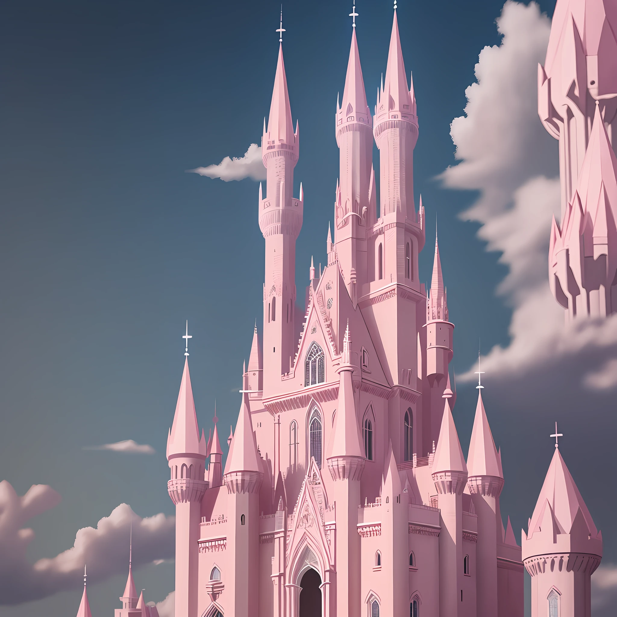 A beautiful and magnificent light pink castle of diamonds