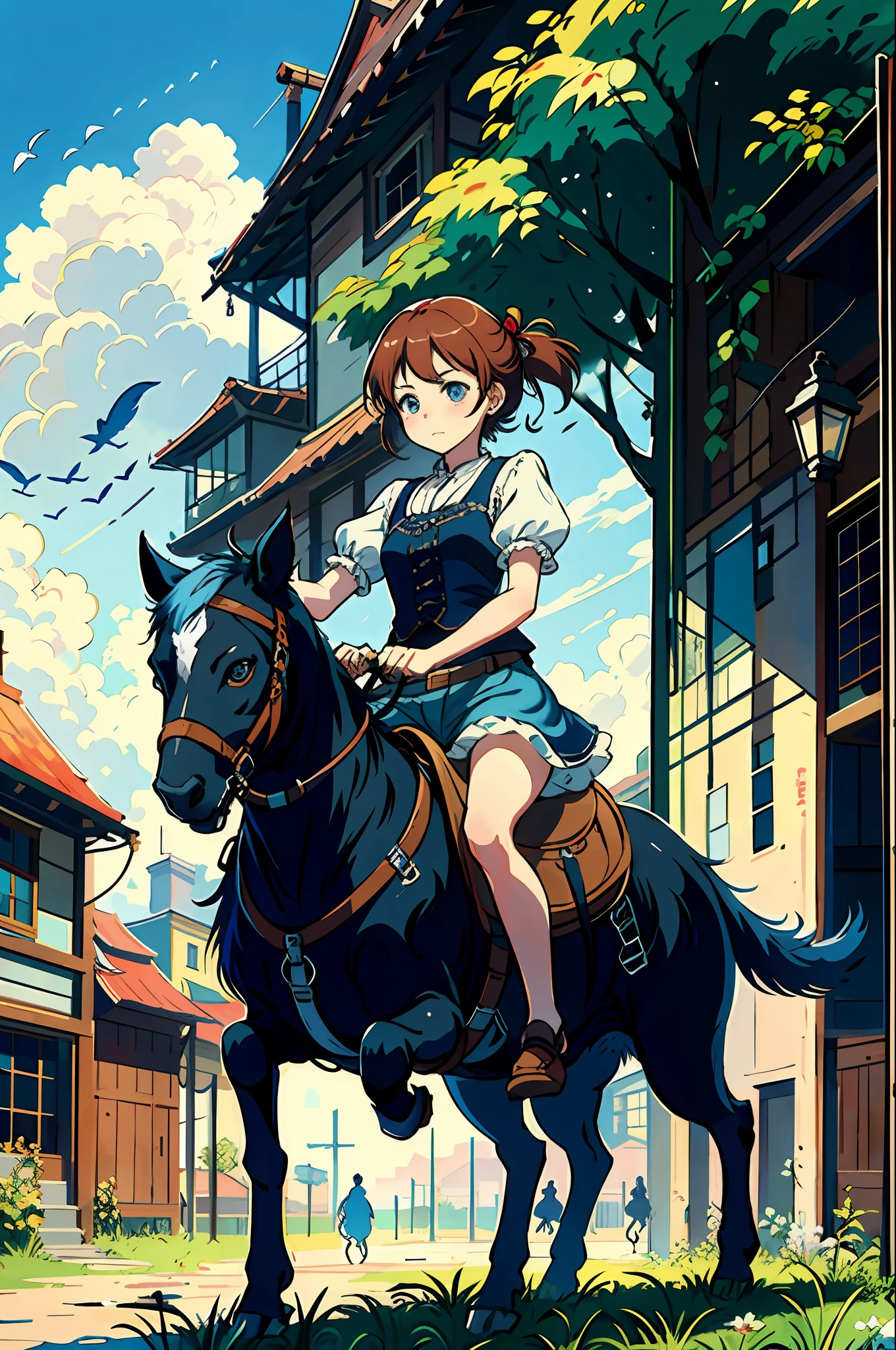 Chibi girl riding a dog (artist Jan Hendrik Weissenbruch: 1.3)