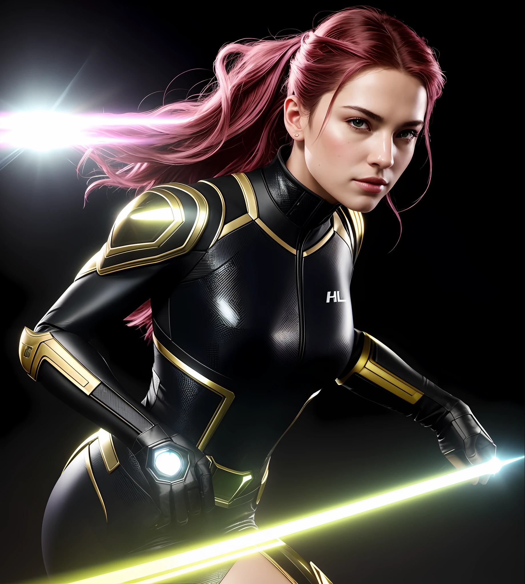 ROGUE X-MEN, perfect proportions face, portrait, pink neon tones on black background, iridescent colors, UHD, details, insane details, hyper detailed, micro details, photorealistic, realistic, hyper realistic, golden proportion, ornate, textured, light, natural light, natural lighting, volumetric lighting, hard detail, reflections traced by rays, ultra realistic, maximalism, octane rendering, 3d, volumetric lighting, cinematic lighting, photorealism,  high contrast, lighting, extremely detailed, epic scene, cinematography, hyperdetailed, elegant, mythical, ethereal, intricate, elaborate, hyperrealism, 200mm, UHD, 32k, 16k, 8k, 3d shading, tone mapping, global ray tracing lighting, diffraction grid, crystalline, lumen reflections, super resolution, gigapixel, color grading, retouching, enhanced, art station, weta digital, digital art PBR, blender, V-ray, Procreate, z Brush,  Unreal Engine 5, Cinema 4D, ROMM RGB, Adobe After Effects, 3DCG, VFX, SFX, FXAA, SSAO, 8k