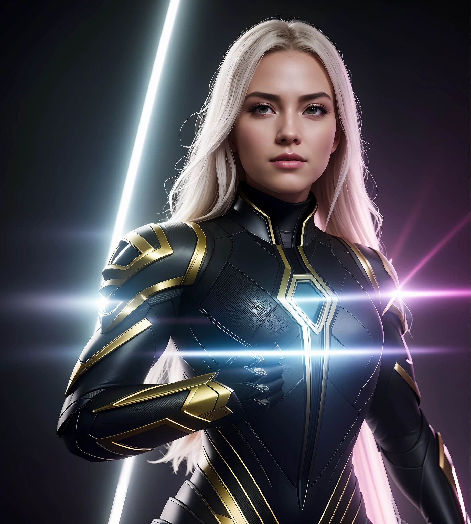 Storm X-MEN, perfect proportions face, portrait, pink neon tones on black background, iridescent colors, UHD, details, insane details, hyper detailed, micro details, photorealistic, realistic, hyper realistic, golden proportion, ornate, textured, light, natural light, natural lighting, volumetric lighting, hard detail, reflections traced by rays, ultra realistic, maximalism, octane rendering, 3d, volumetric lighting, cinematic lighting, photorealism,  high contrast, lighting, extremely detailed, epic scene, cinematography, hyperdetailed, elegant, mythical, ethereal, intricate, elaborate, hyperrealism, 200mm, UHD, 32k, 16k, 8k, 3d shading, tone mapping, global ray tracing lighting, diffraction grid, crystalline, lumen reflections, super resolution, gigapixel, color grading, retouching, enhanced, art station, weta digital, digital art PBR, blender, V-ray, Procreate, z Brush,  Unreal Engine 5, Cinema 4D, ROMM RGB, Adobe After Effects, 3DCG, VFX, SFX, FXAA, SSAO, 8k