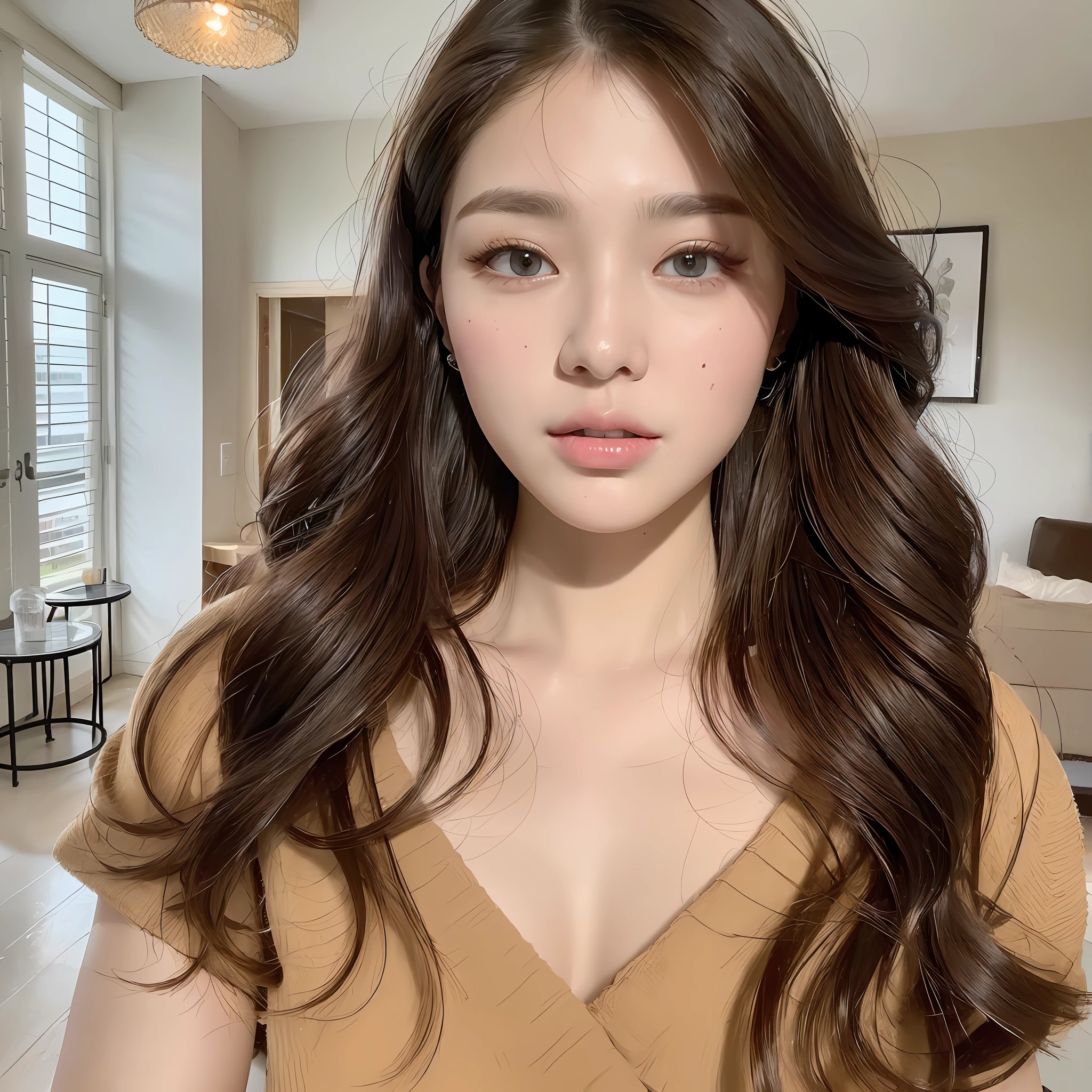 ((Top Quality, 8k, Masterpiece: 1.3)), 1 Woman, (Hairstyle Random, Big: 1.2), Indoors, Ultra Detailed Face, Detailed Eyes, Double Eyelids, Full Body Naked