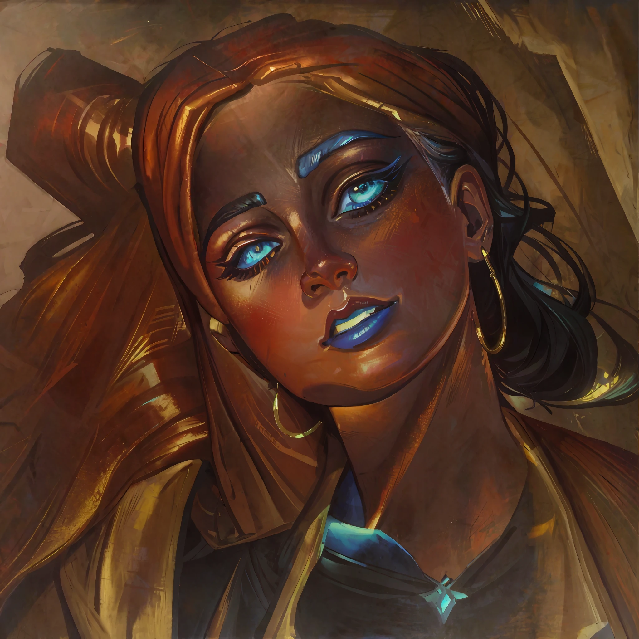 hyper detailed gouache style painting, realistic portrait of gorgeous Tiefling, hyper realistic textures, 8k, best quality, masterpiece, smooth shadows, correct anathomy, expressive painting, obscure details, dark magic