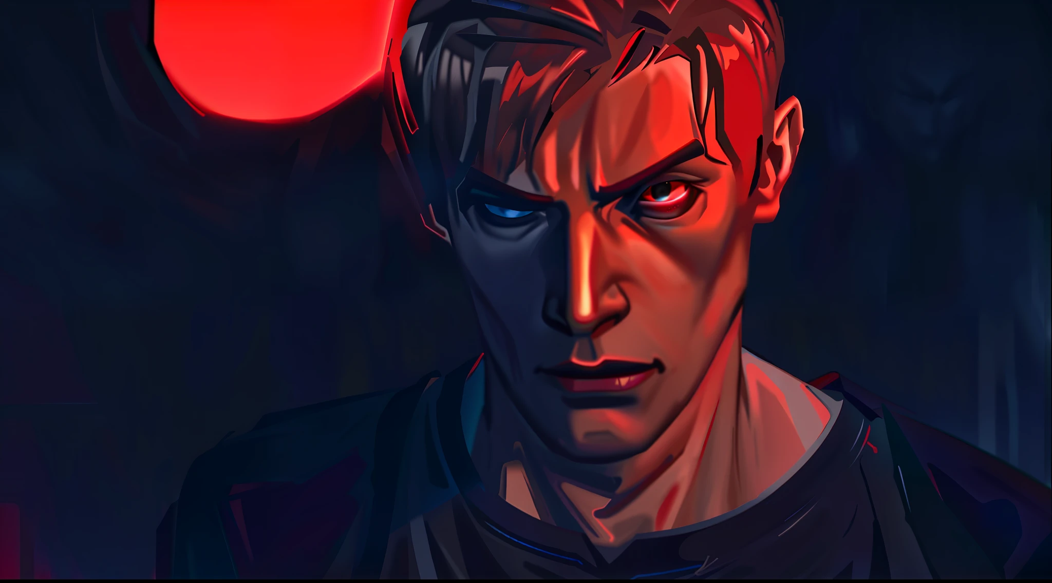 there is a man with a red light in the background, red and cinematic lighting, portrait shot 8 k, cinematic and dramatic red light, cinematic red lighting, aggressive look, inspired by Adam Szentpétery, on a red background, alexey gurylev, maxim sukharev, stern look, egor letov, dim red light