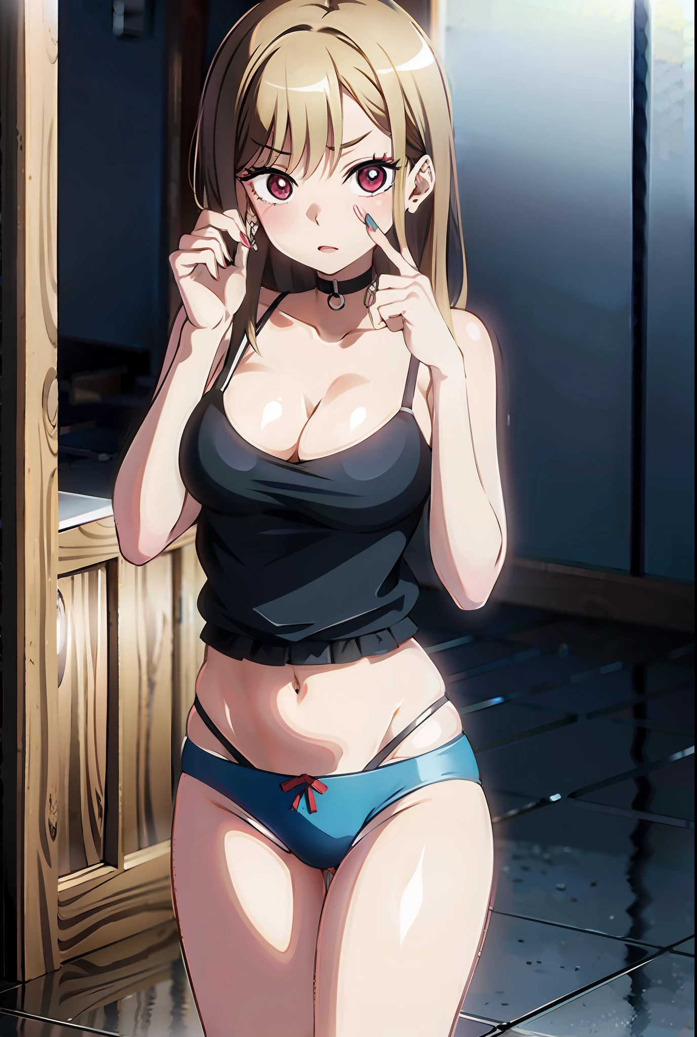 Tanktop, panties, cleavage, cowboy shot