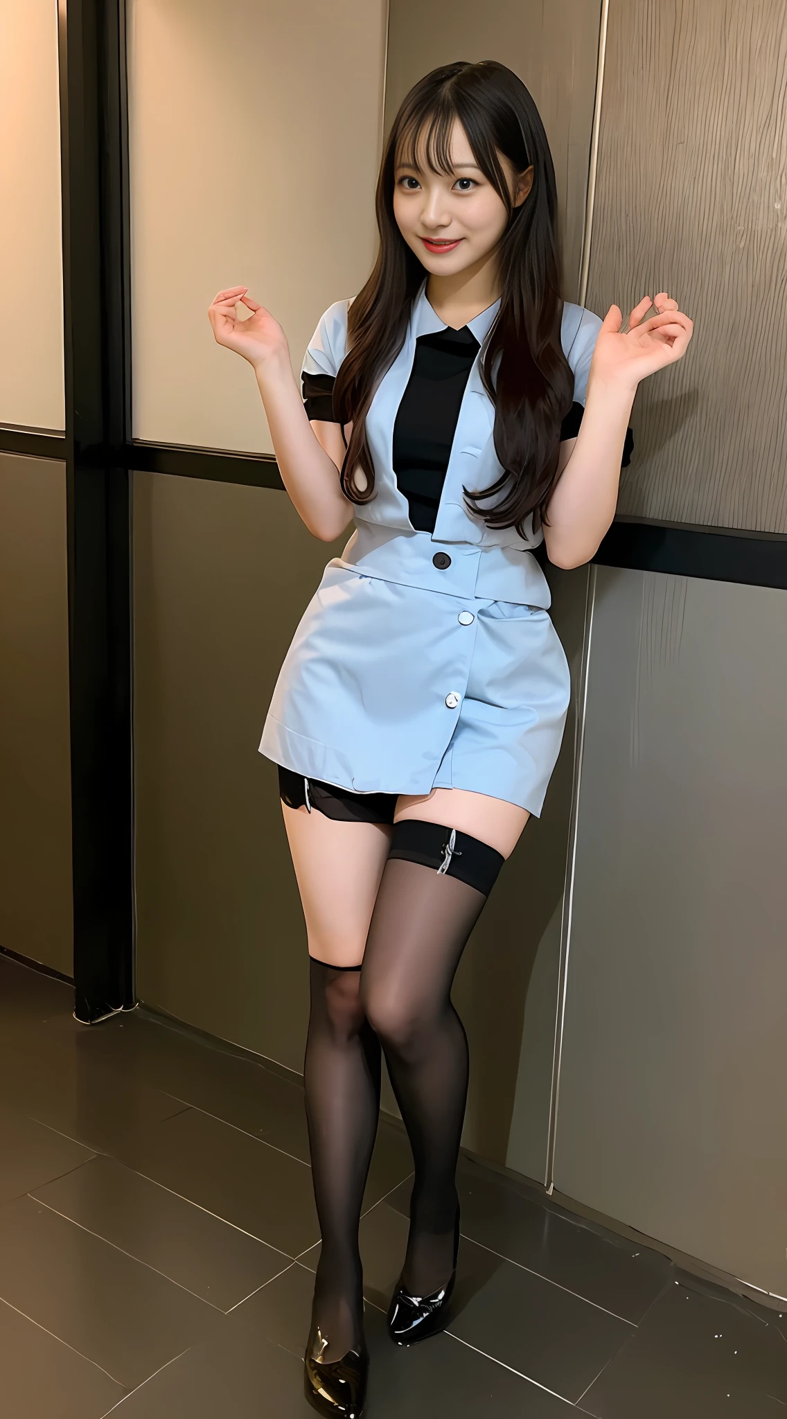 Full body, Japanese woman 20 years old, Earl, bewitching smile, nurse, seduction, appeal, skirt raising, erotic, naughty smell, stockings, dancing,