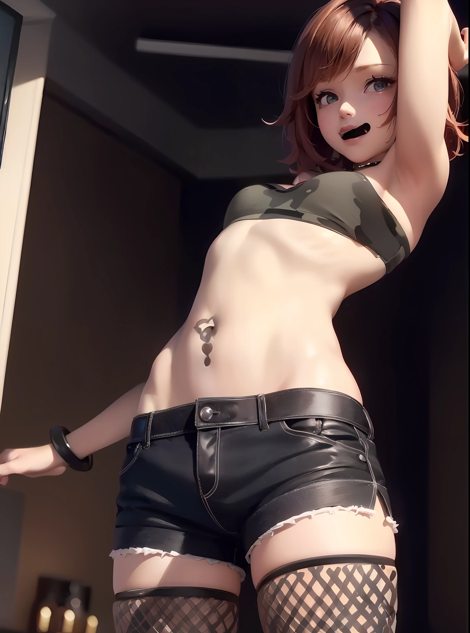 ((medium chest, help him, small head)), bare upper body, (minus belly: 1.1), (perfect body: 1.1), (wavy short hair: 1.2), auburn hair, chain, full body, exercise, sweat, femboy , futa ((shorts)), (extreme CG 8k wallpaper), (exquisite), (masterpiece), (best quality: 1.0), (ultra high resolution: 1.0), best lighting, perfect lightning, realistic shadows, [high resolution] detailed skins, super detailed (((color)))