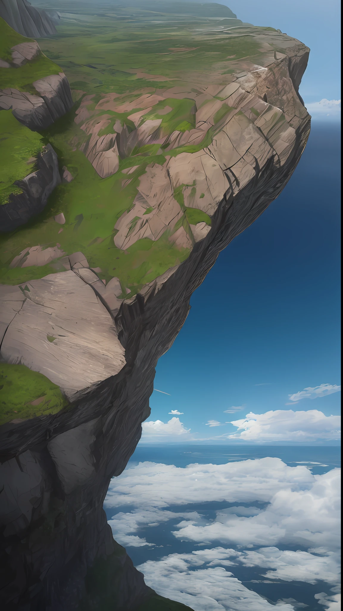 Realistic, authentic, beautiful and amazing landscape, a big boulder of rock on the tip of a cliff
