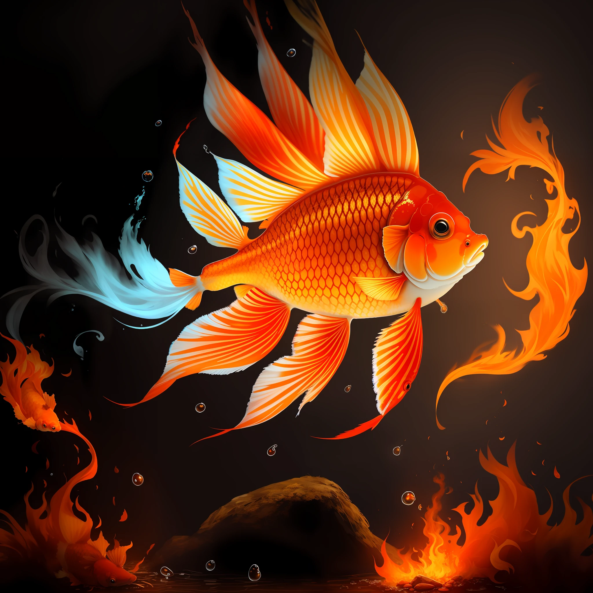 Goldfish with fire