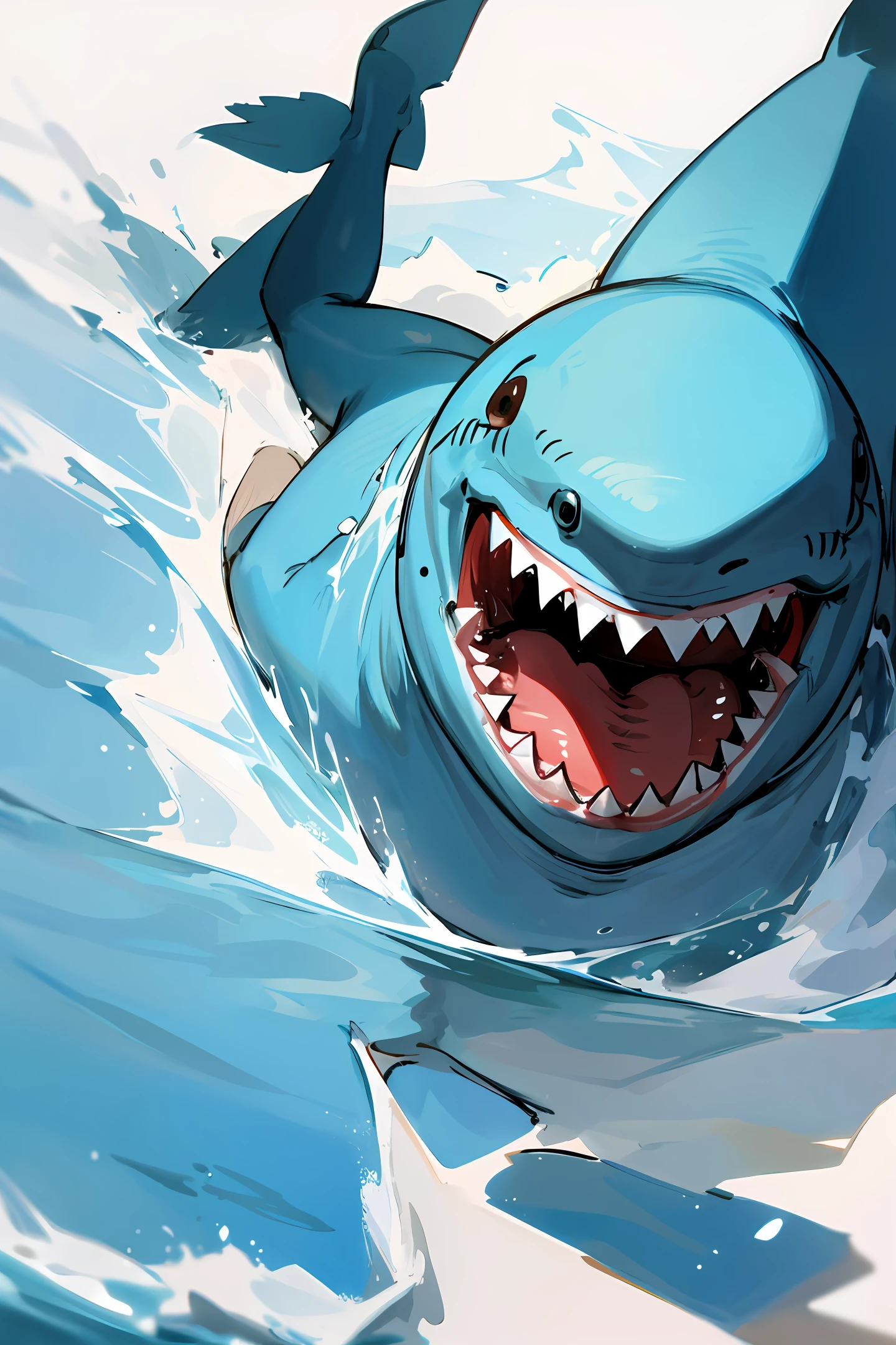 shark coming out of water to bite you, jaws