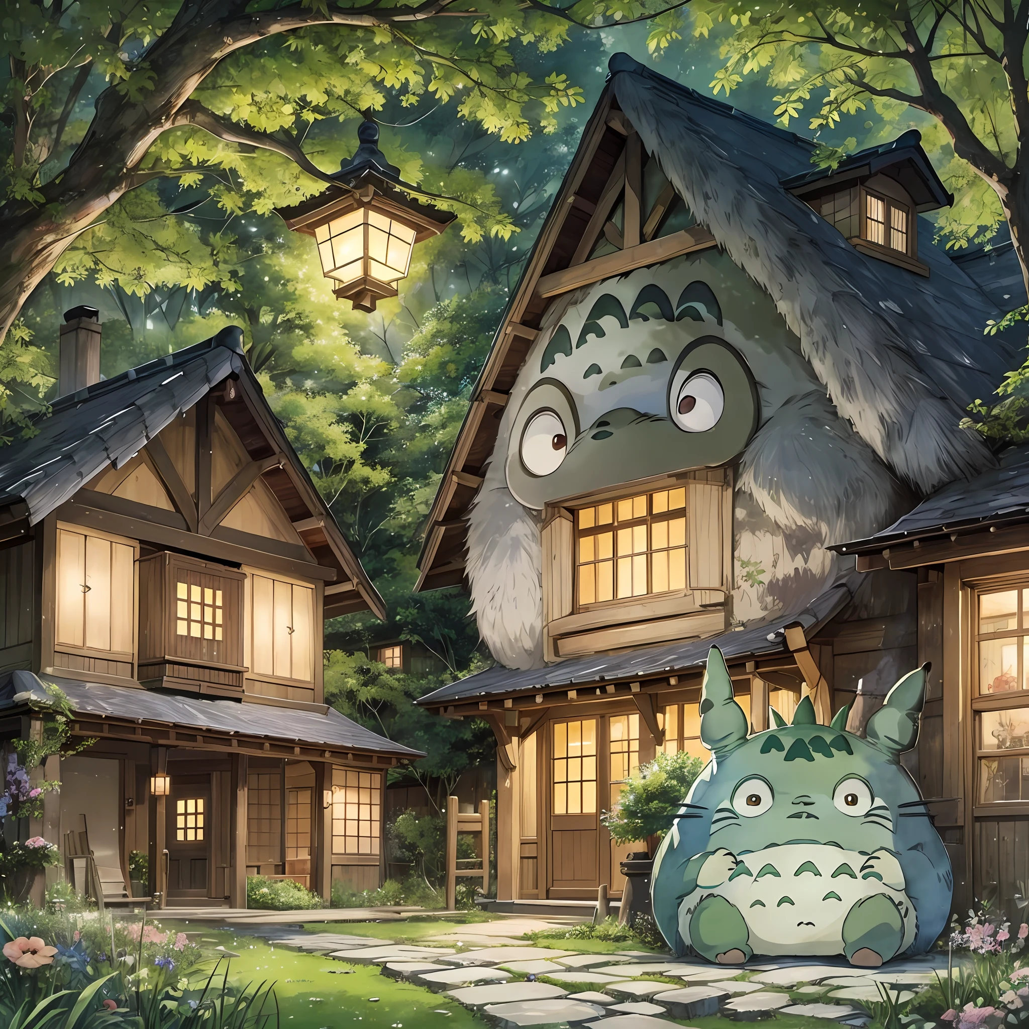 (My Neighbor Totoro), Girls,black_hair, Fun Party, Food and Drink, Best Quality, Night View of Countryside with Beautiful Colors, Illumination, Cocktail, Fruit, Dynamic, Happy,Japan Style,8k,High Definition,
Old folk house (indoor bath facility)), Detailed illustration, Happiness,Cute, Detailed face and cartoon-like visuals, (My Neighbor Totoro), Anime painting, (Beautiful anime watercolor), Masterpiece, Detail, Intricate details