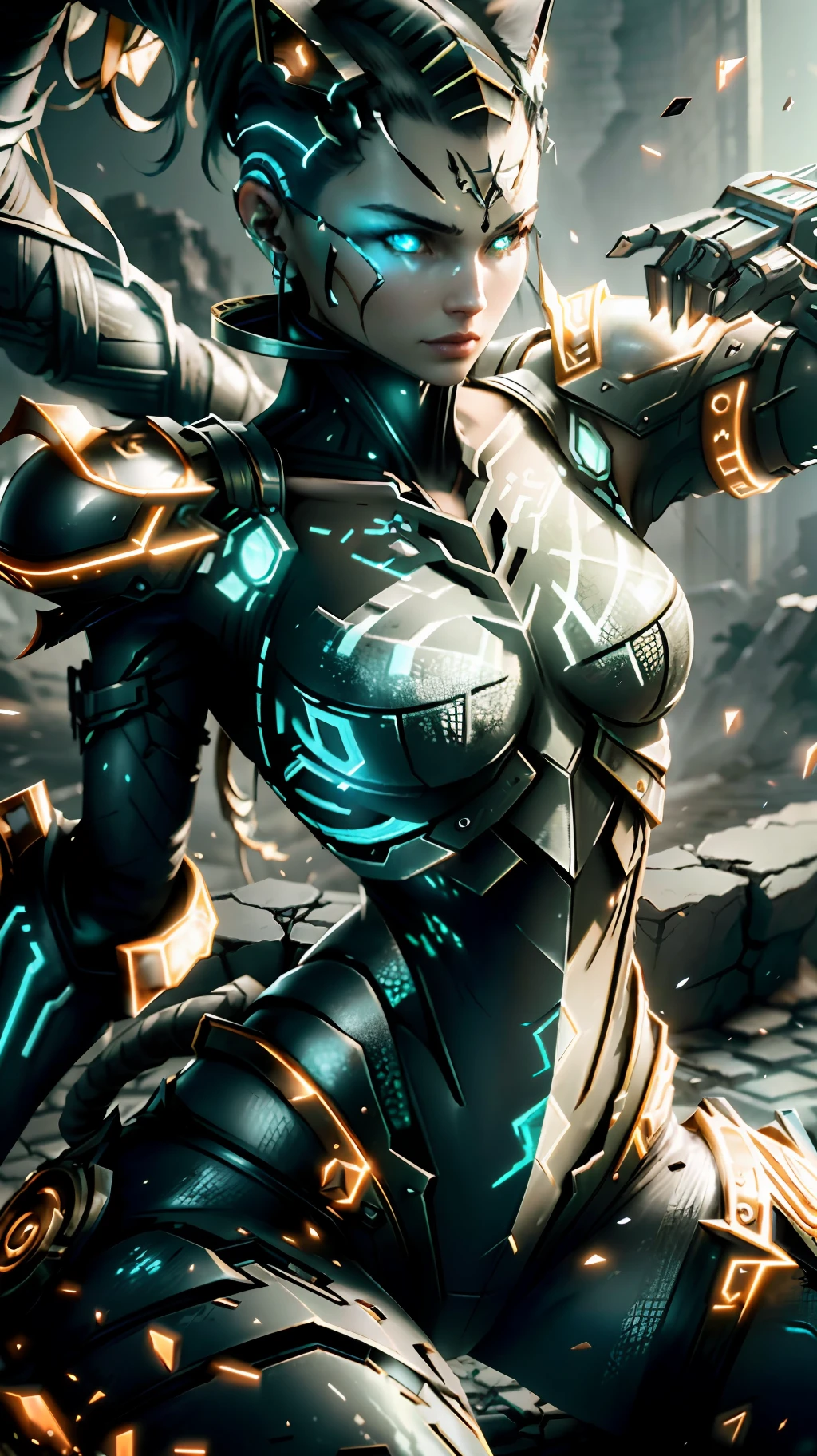 a beautiful kitten made of metal, (cyborg:1.1), ([tail | detailed wire]:1.3), (intricate details), hdr, (intricate details, hyperdetailed:1.2), cinematic shot, vignette, centered,rendered in Unreal Engine, peeled ceilings, broken slabs, steel bars between cracks, realistic material details, extreme details, hyper-realistic materials, photos of internal ruins, Unreal Engine rendering concept art, broken walls, Unreal Engine art,  dramatic lighting. Concept art, rendered in Unreal 5, ((Unreal Engine)), Unreal Engine Art 5