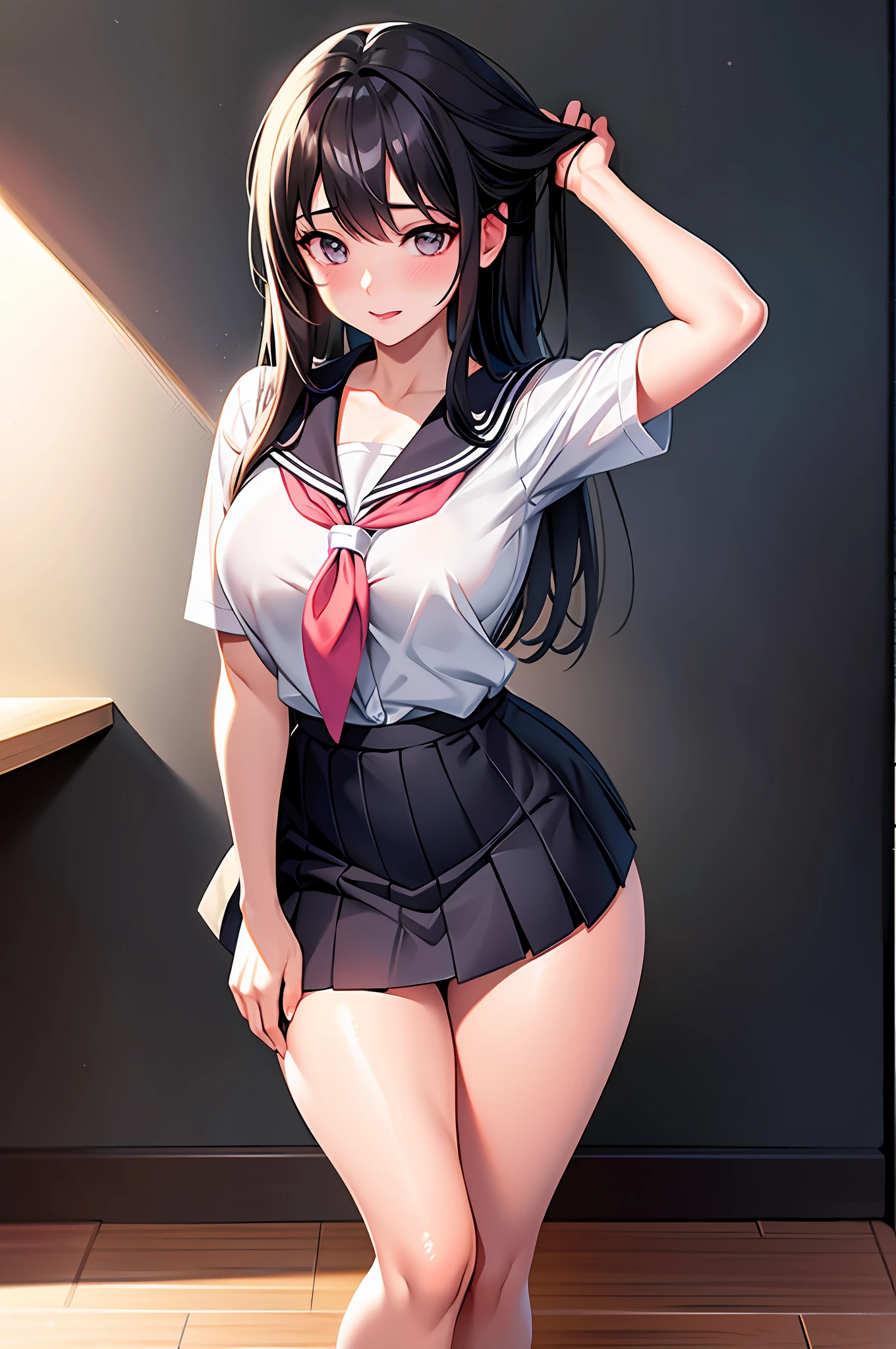 High school girl in white blouse, bare breasts, white panties, long black hair untied, long black hair, pinched eyes, long lashes, good style, white underwear and skirt rolled up, thin constriction, thin constriction, full body, naughty anime style, beautiful anime schoolgirl, surreal schoolgirl, surreal schoolgirl, seductive anime girl, realistic schoolgirl, naughty anime style, Smooth anime CG art, surreal schoolgirl girl, seductive anime girl, lifelike schoolgirl, smooth anime CG art, anime girl, beautiful anime schoolgirl, beautiful anime girl, beautiful charming anime teenage girl, naughty anime style, photorealistic anime girl rendering,