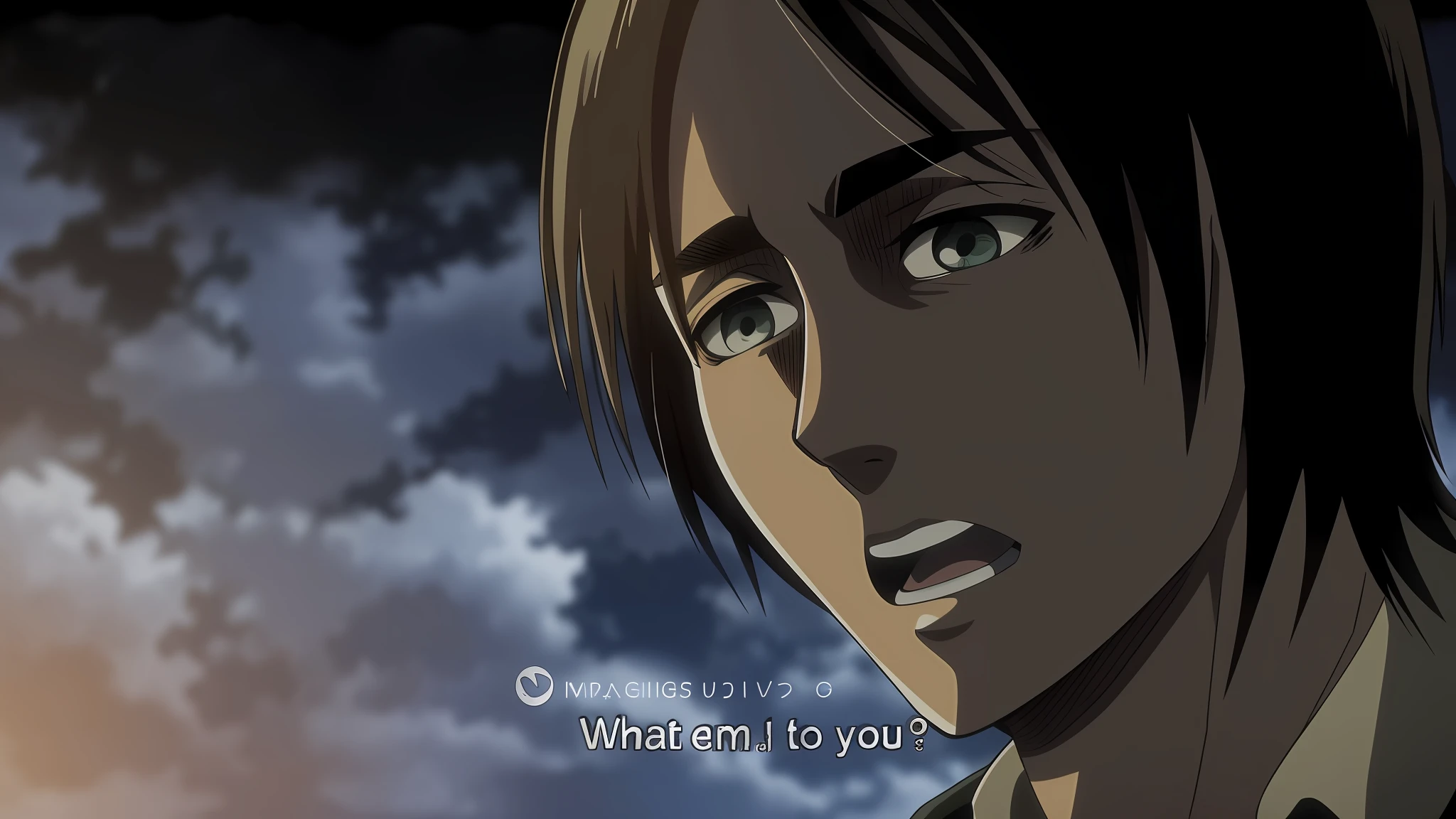 best quality, masterpiece, (realistic: 1.2), 1 man, Eren Jaeger, black jeans, black pants, brown hair, attack on Titan, cold background, black jacket, slim body, high definition, high quality, black clothes