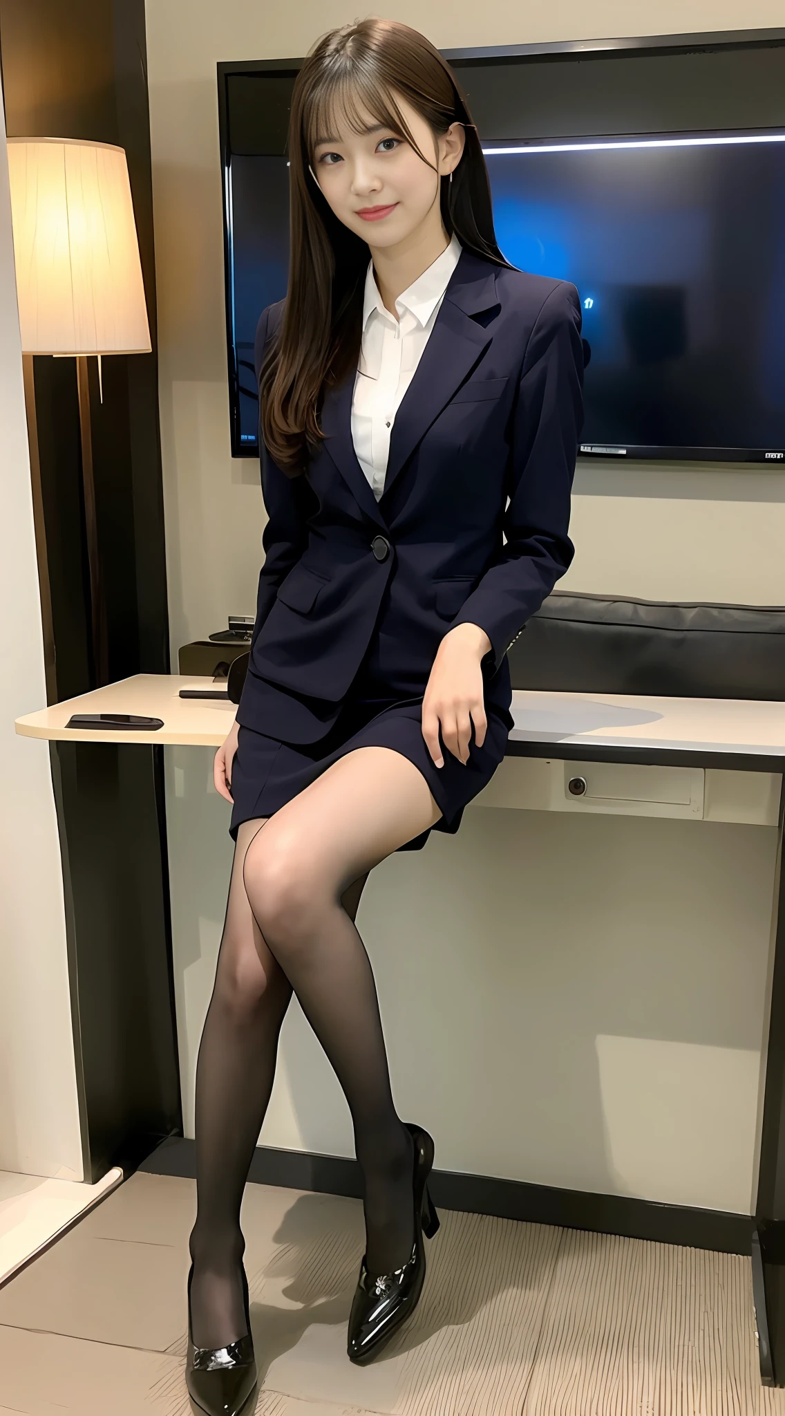 Full body, Japanese woman 20 years old, secretary, company, suit, naughty expression,