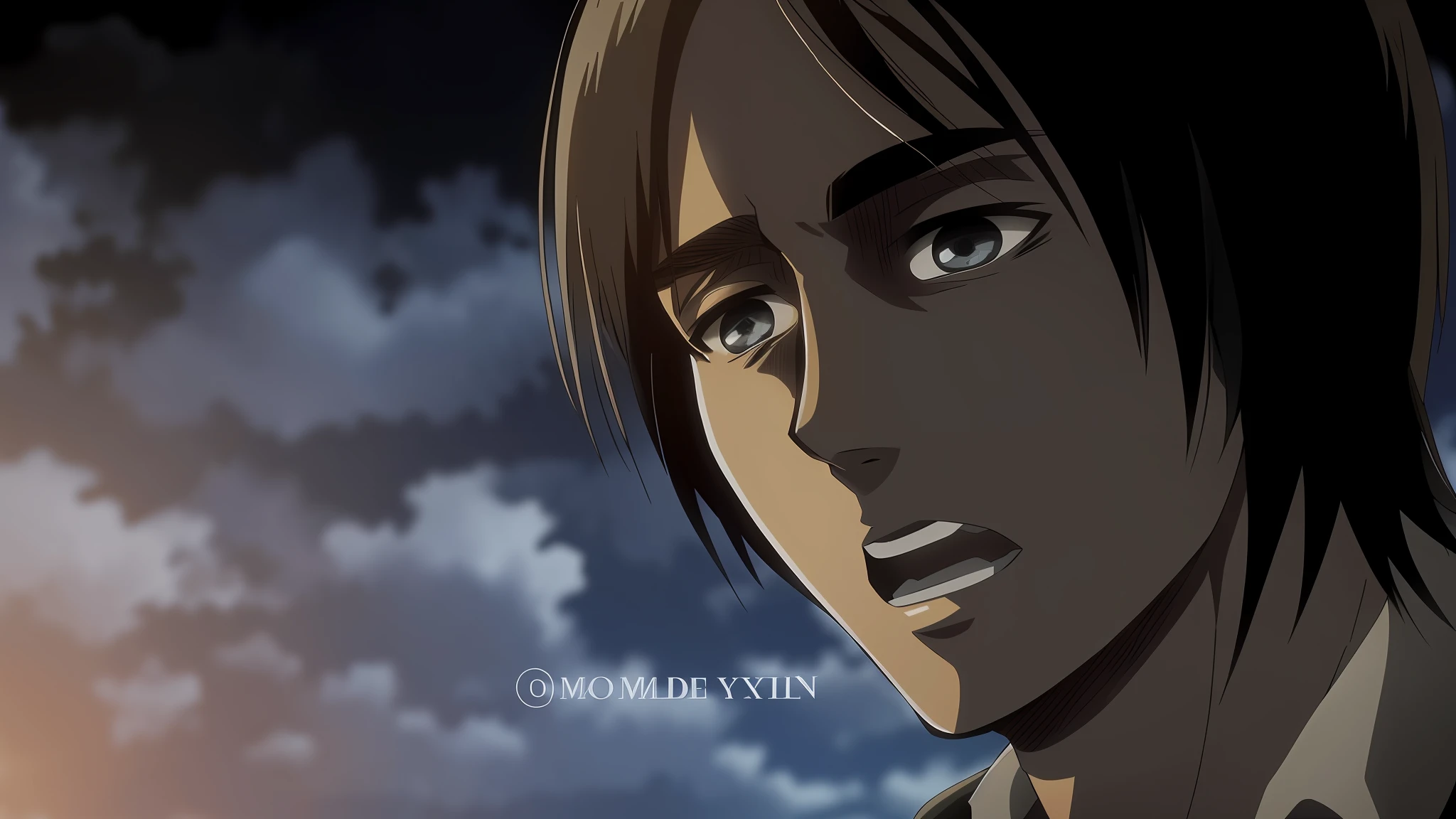 best quality, masterpiece, (realistic: 1.2), 1 man, Eren Jaeger, black jeans, black pants, brown hair, attack on Titan, cold background, black jacket, slim body, high definition, high quality, black clothes